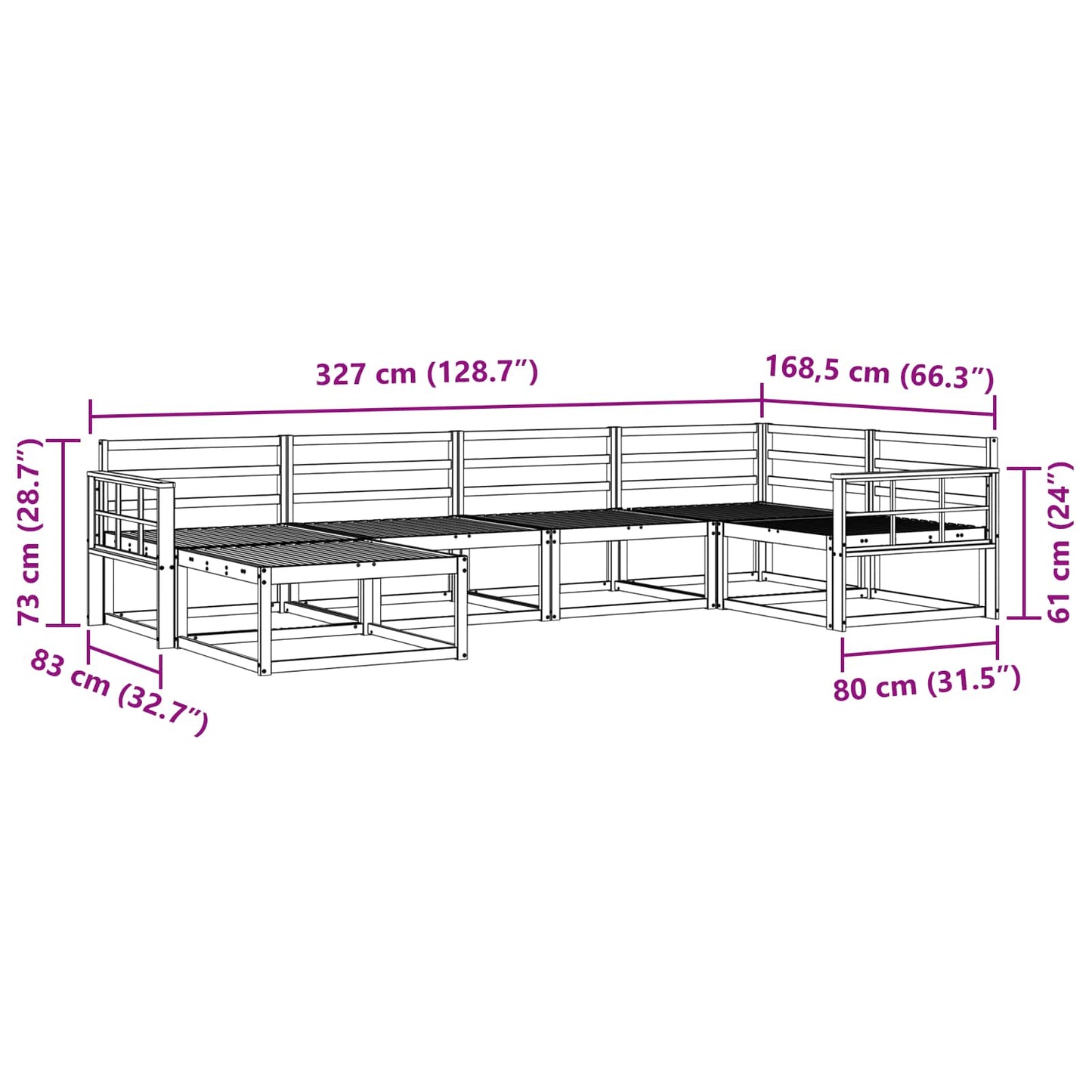 Buiten bankenset 6 pcs Wit Massief Acaciahout is nu te koop bij PeponiXL, paradijselijk wonen!