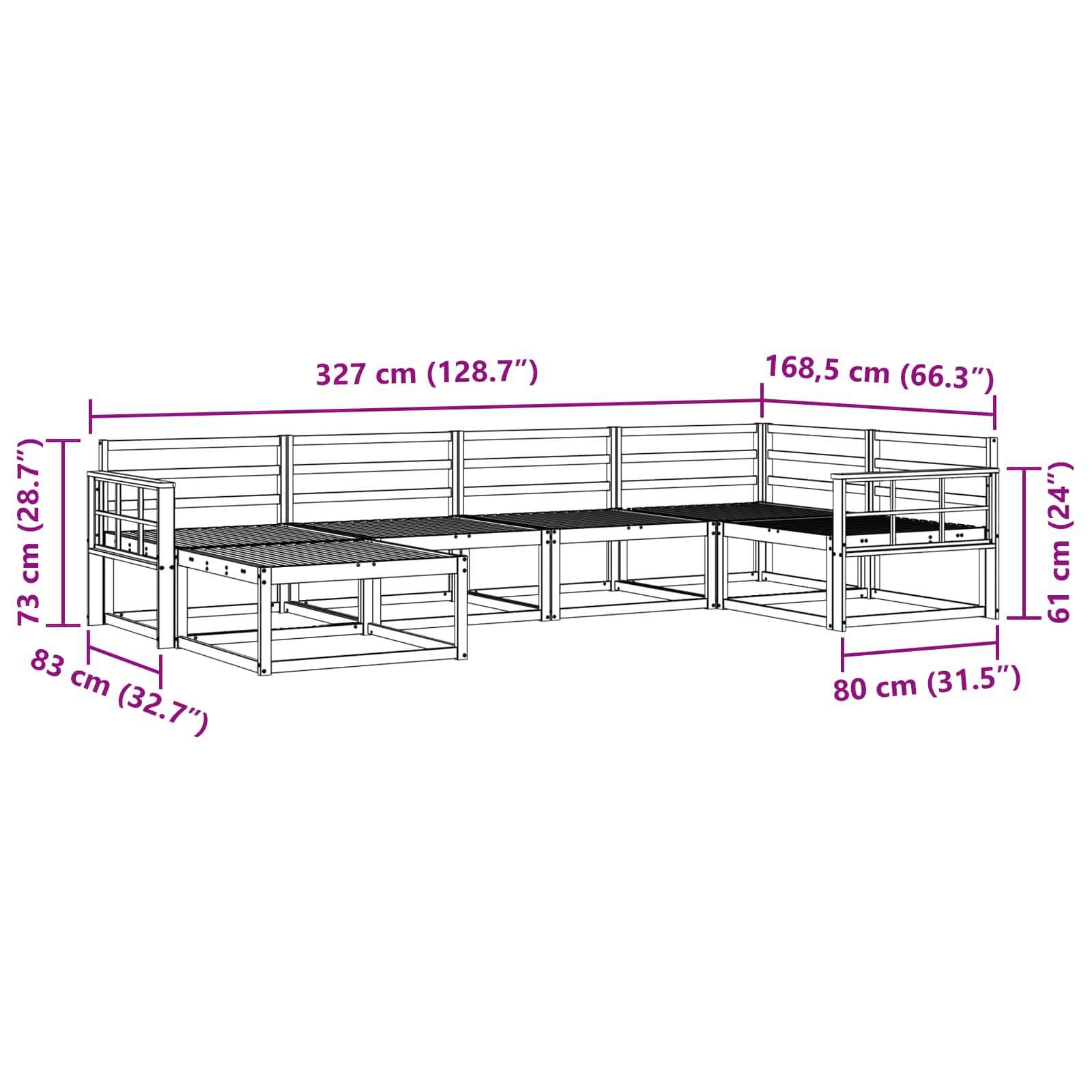 Buiten bankenset 6 pcs Wit Massief Acaciahout is nu te koop bij PeponiXL, paradijselijk wonen!