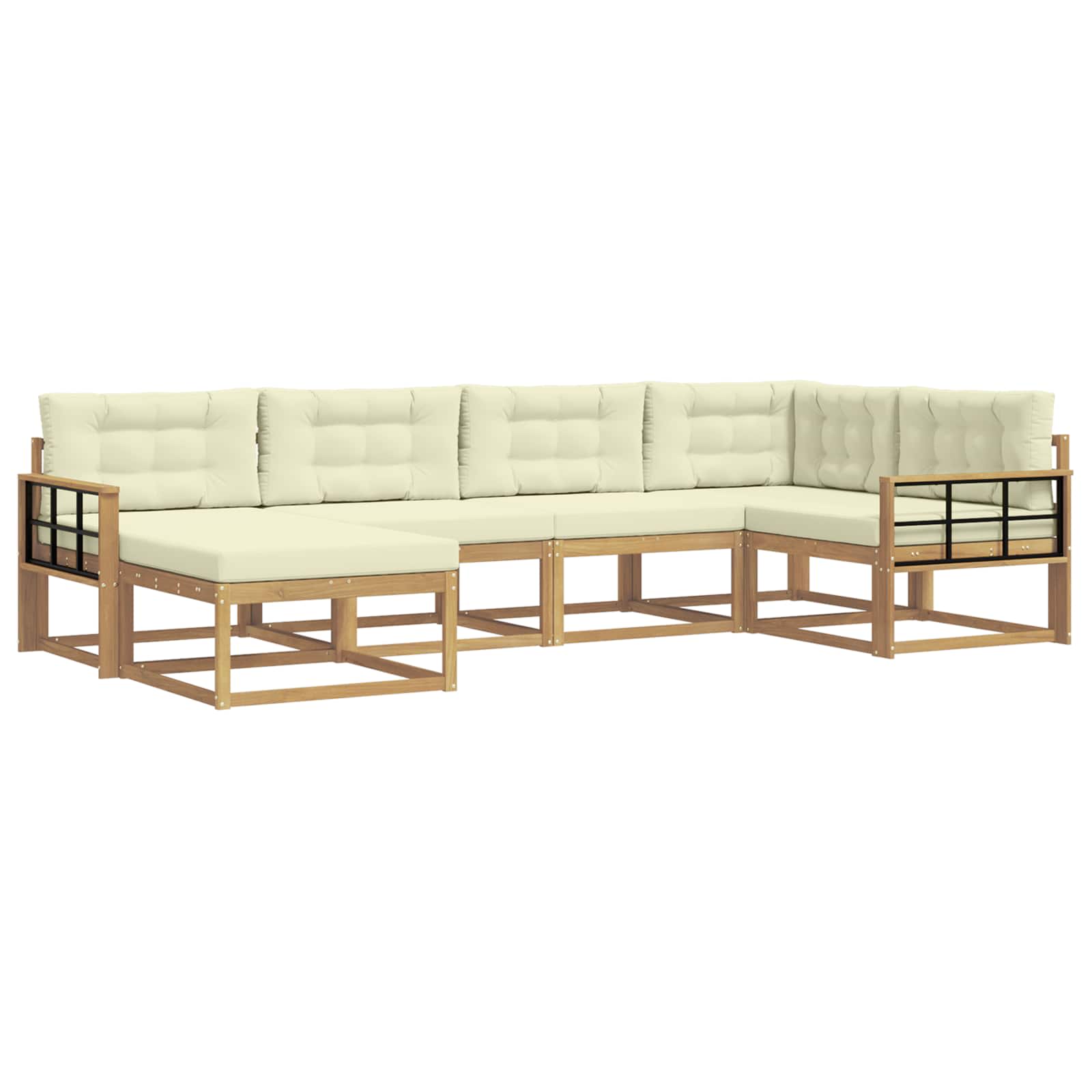 Buiten bankenset met kussen 5 pcs Wit en crèmekleurig Polyester is nu te koop bij PeponiXL, paradijselijk wonen!
