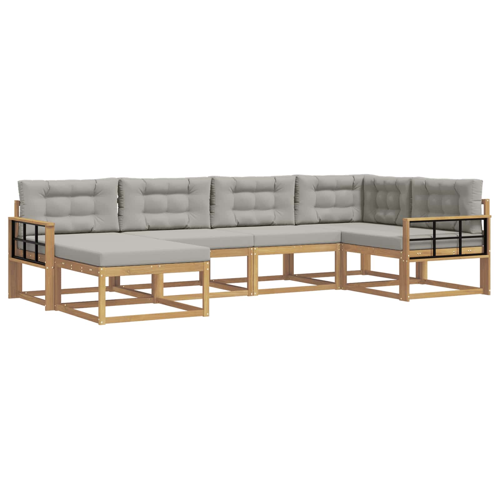 Buiten bankenset met kussen 5 pcs Wit en Lichtgrijs Polyester is nu te koop bij PeponiXL, paradijselijk wonen!