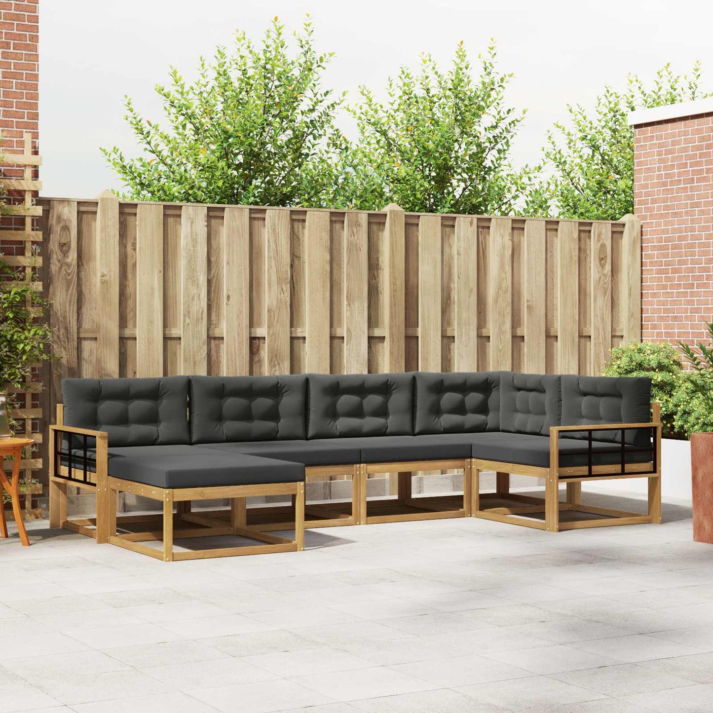 Buiten bankenset 5 pcs Wit en antracietkleurig Polyester is nu te koop bij PeponiXL, paradijselijk wonen!
