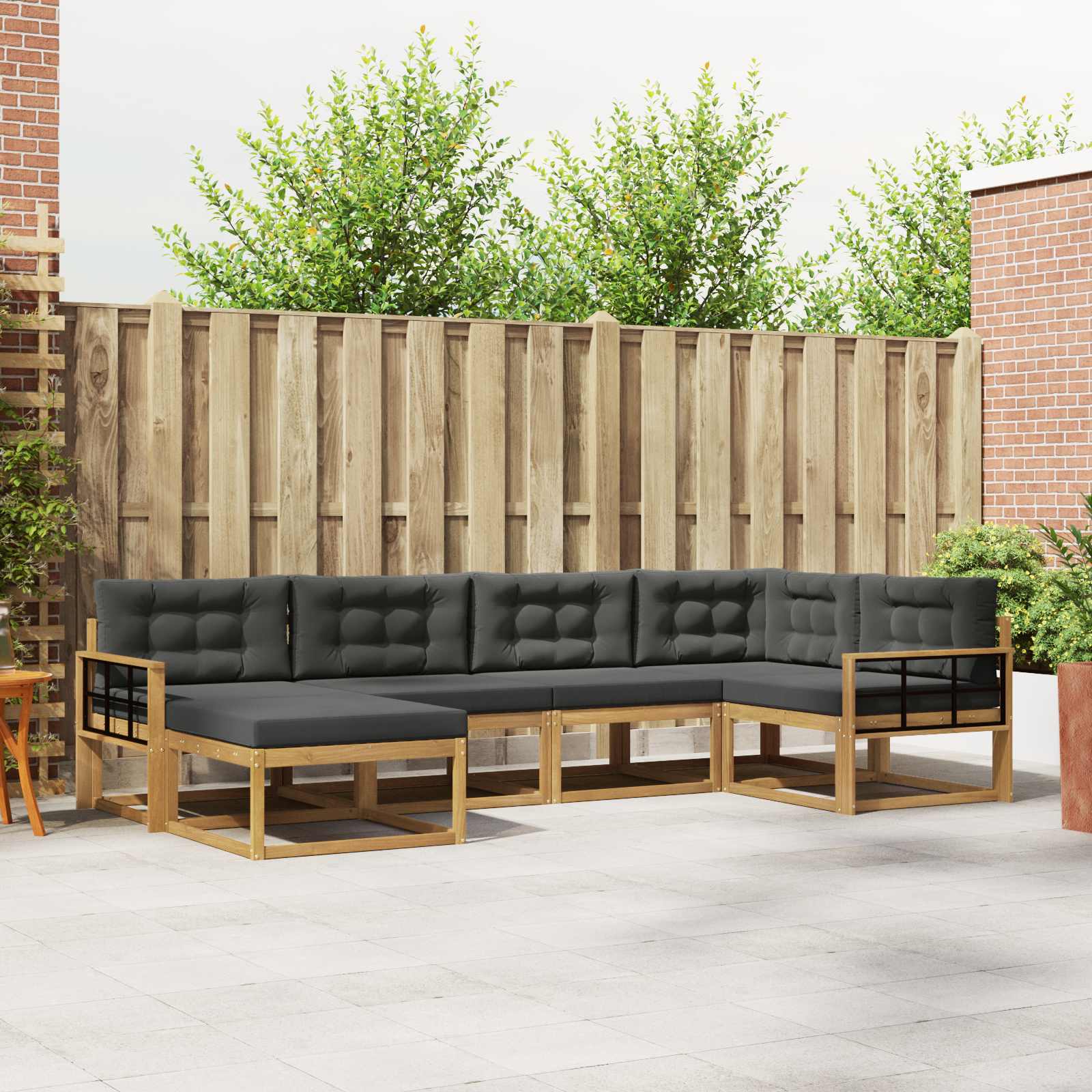 Buiten bankenset 5 pcs Wit en antracietkleurig Polyester is nu te koop bij PeponiXL, paradijselijk wonen!