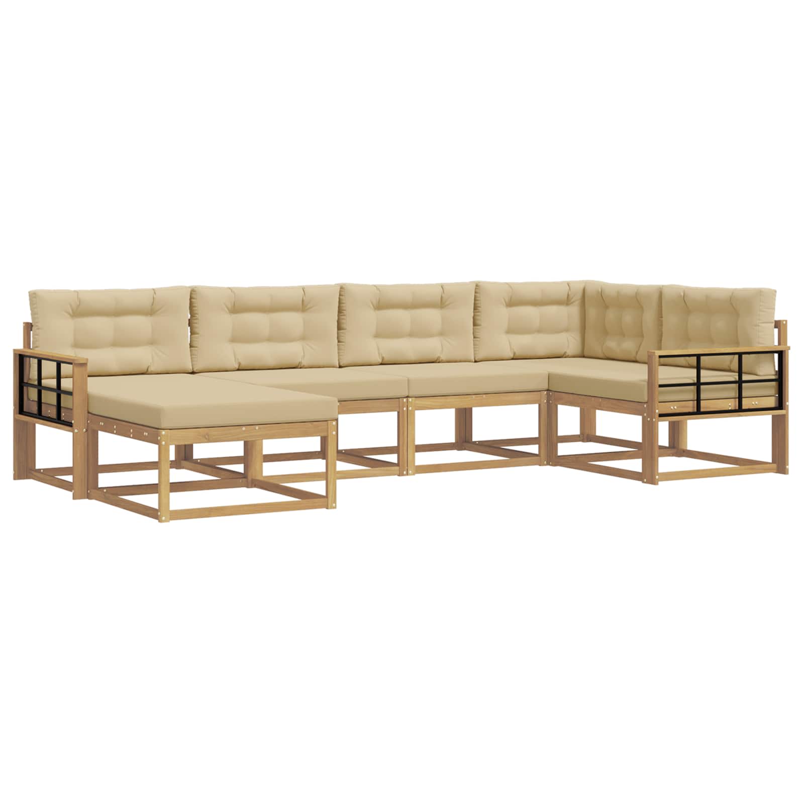 Buiten bankenset met kussen 5 pcs Wit en Beige Polyester is nu te koop bij PeponiXL, paradijselijk wonen!