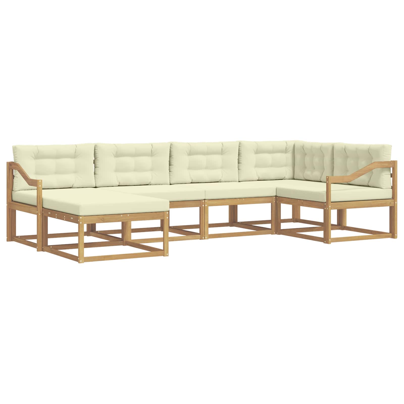 Buiten bankenset met kussen 5 pcs Wit en crèmekleurig Polyester is nu te koop bij PeponiXL, paradijselijk wonen!