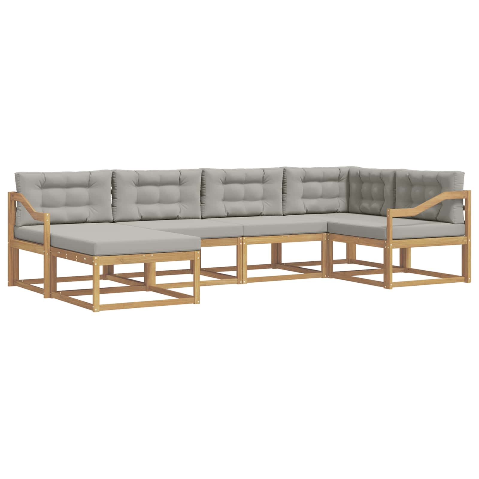 Buiten bankenset met kussen 5 pcs Wit en Lichtgrijs Polyester is nu te koop bij PeponiXL, paradijselijk wonen!