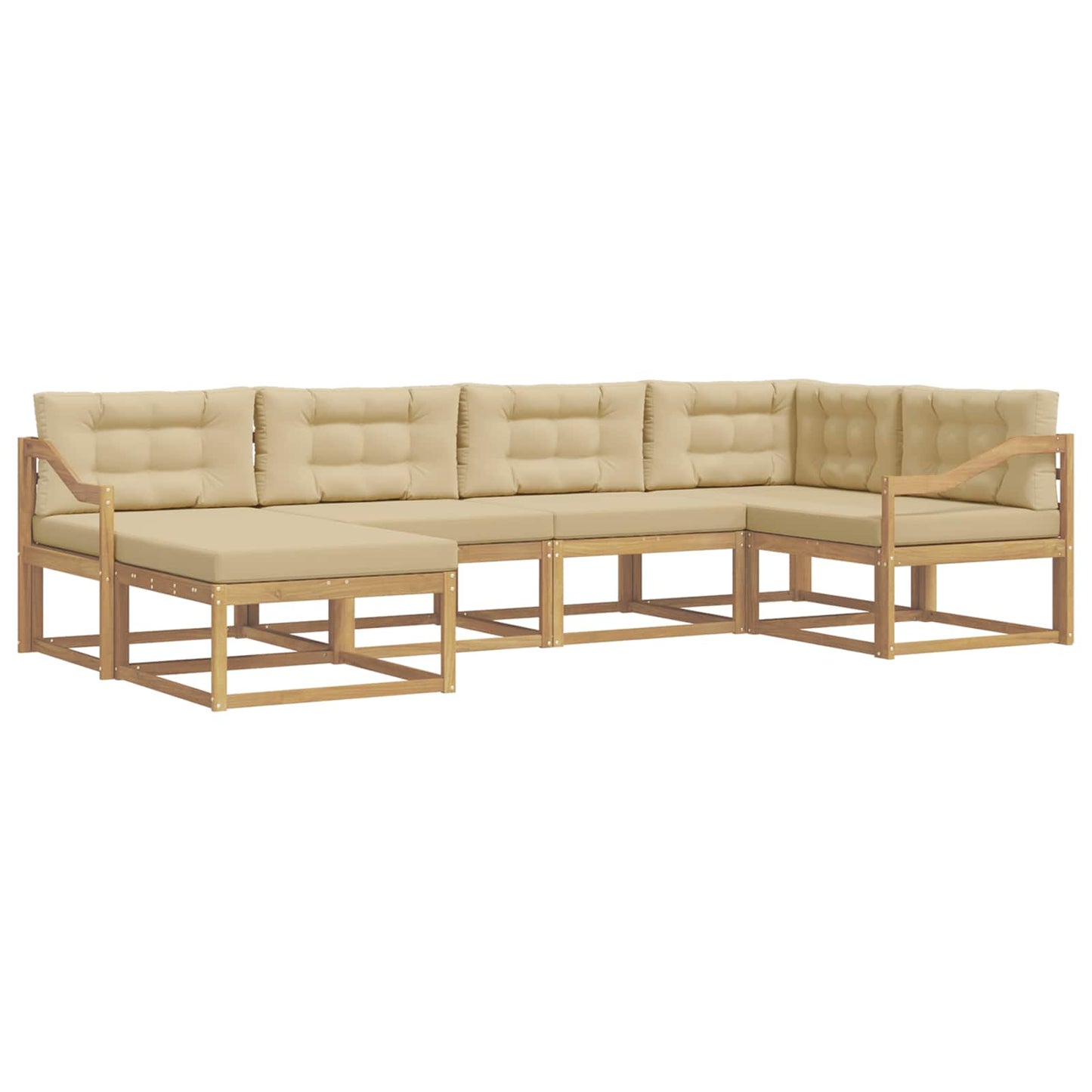 Buiten bankenset met kussen 5 pcs Wit en Beige Polyester is nu te koop bij PeponiXL, paradijselijk wonen!