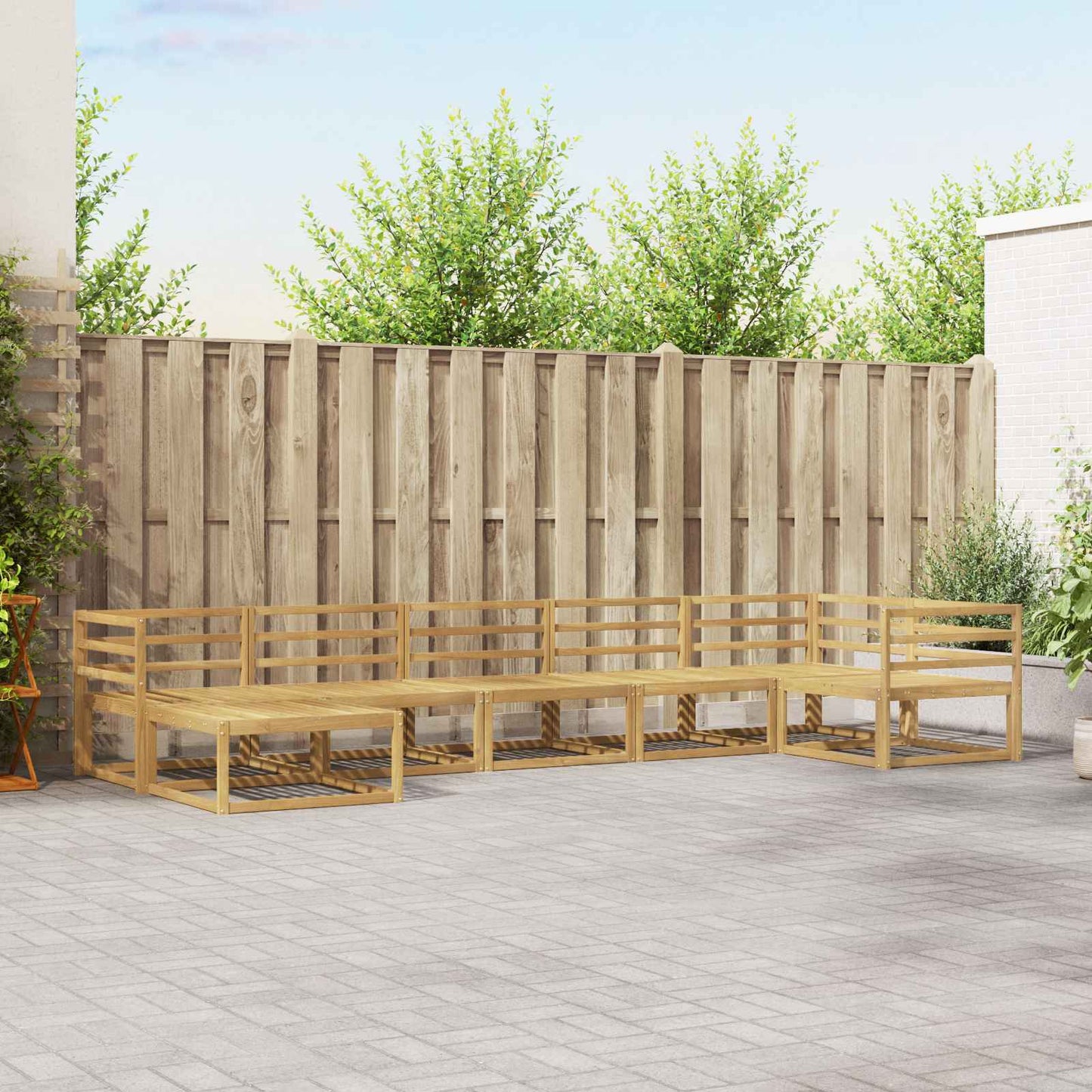 Buiten bankenset 7 pcs Wit Massief Acaciahout is nu te koop bij PeponiXL, paradijselijk wonen!