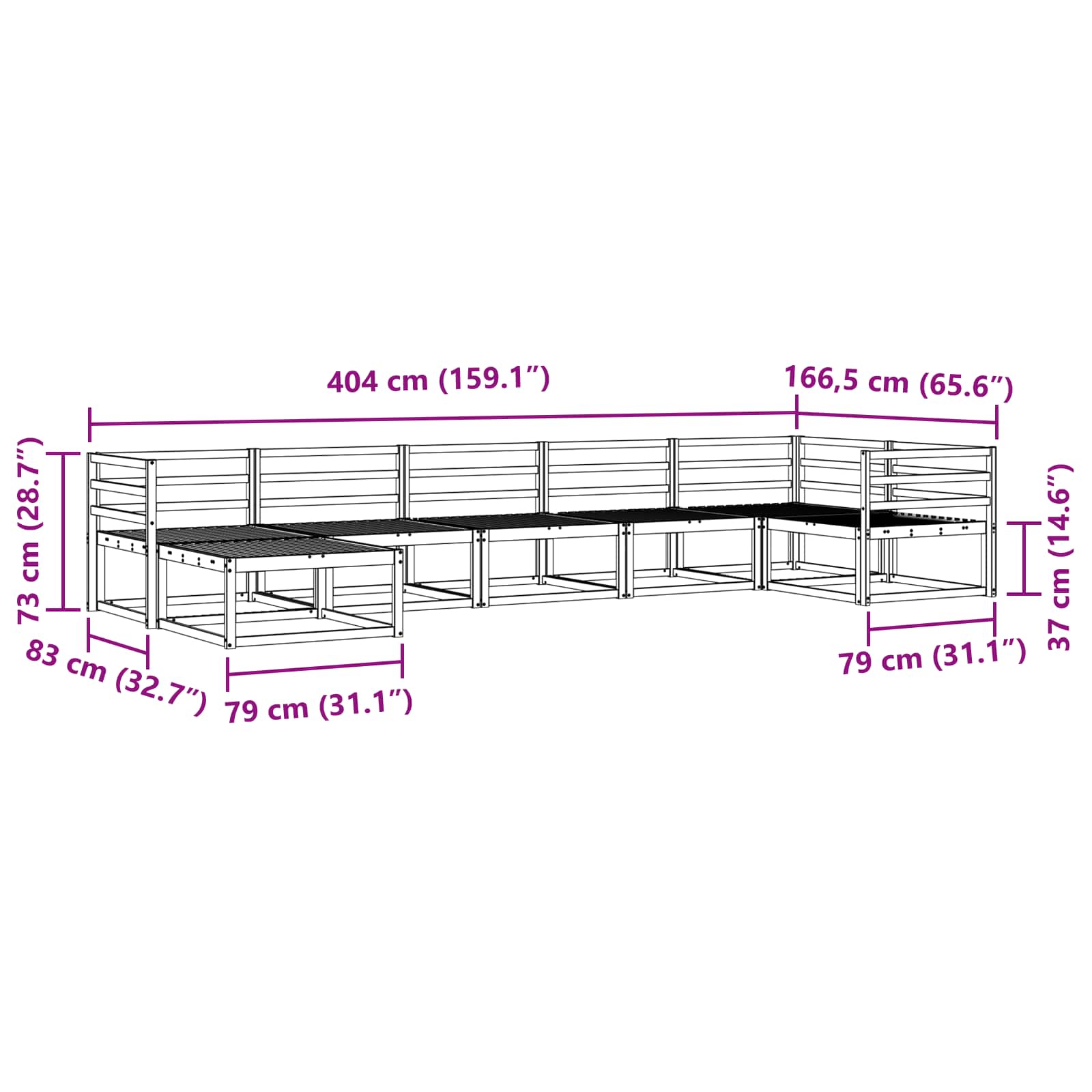 Buiten bankenset 7 pcs Wit Massief Acaciahout is nu te koop bij PeponiXL, paradijselijk wonen!