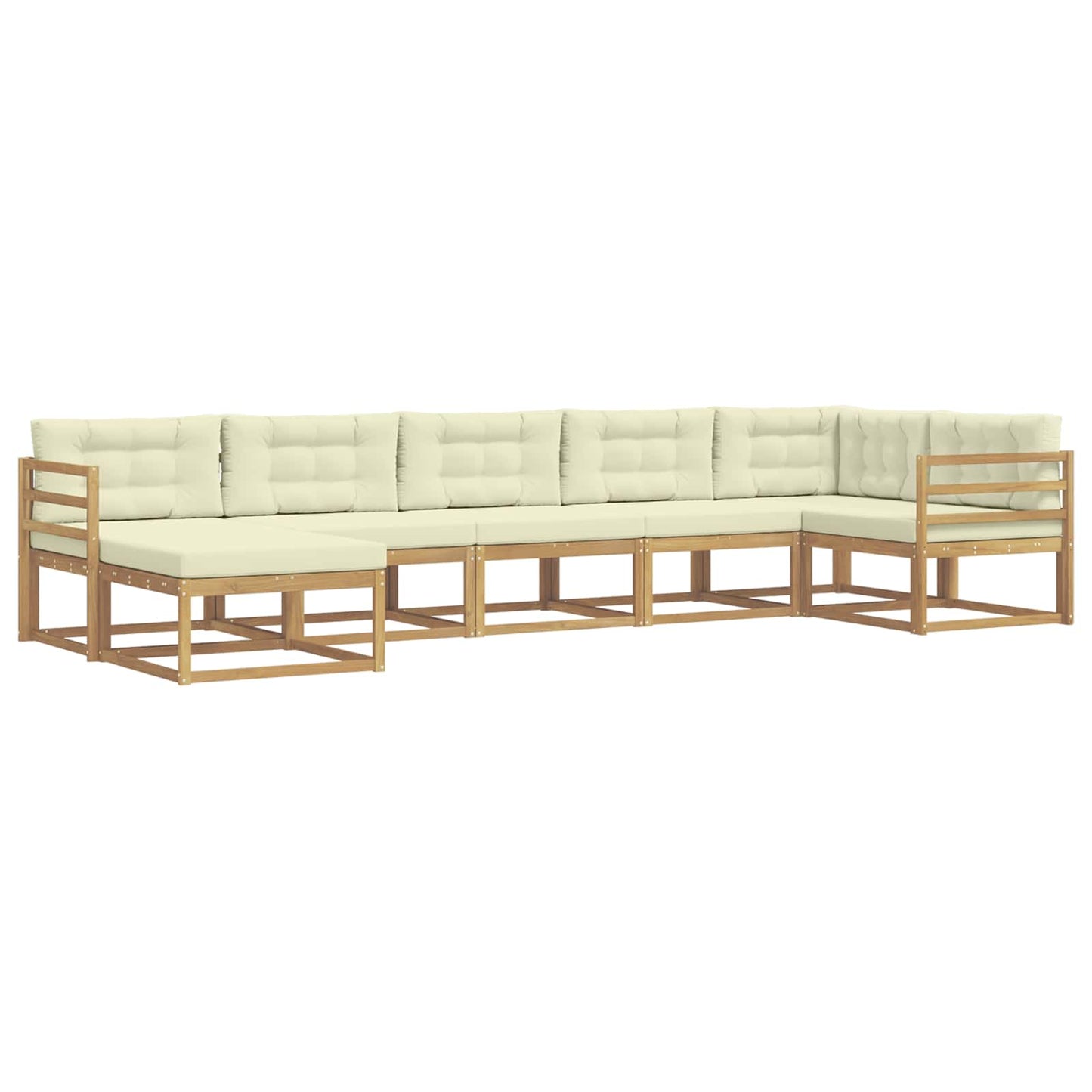 Buiten bankenset met kussen 7 pcs Wit en crèmekleurig is nu te koop bij PeponiXL, paradijselijk wonen!