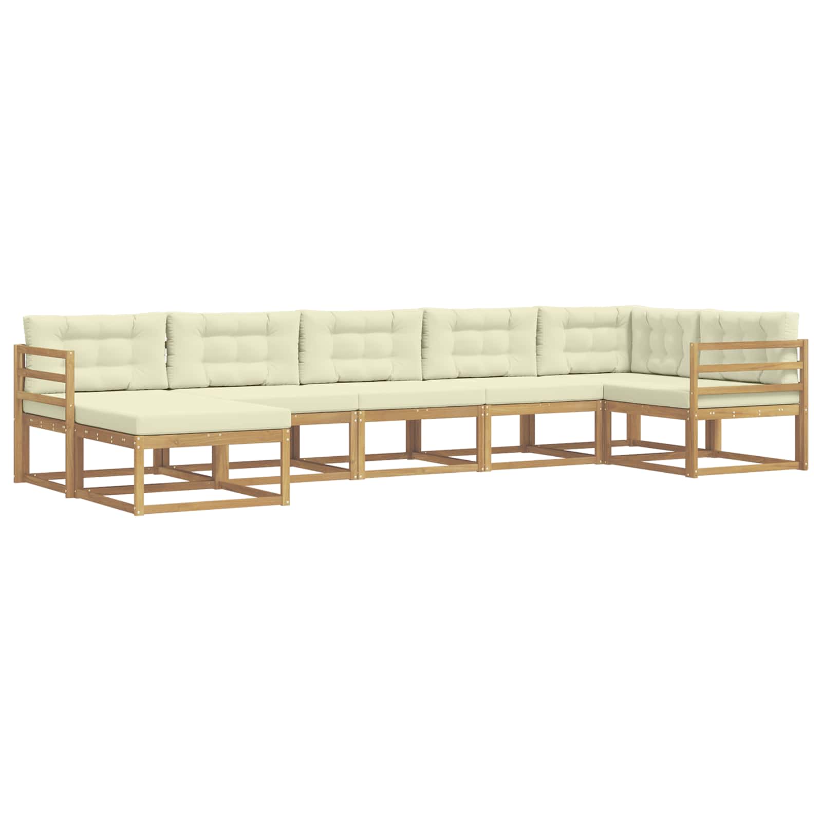 Buiten bankenset met kussen 7 pcs Wit en crèmekleurig is nu te koop bij PeponiXL, paradijselijk wonen!