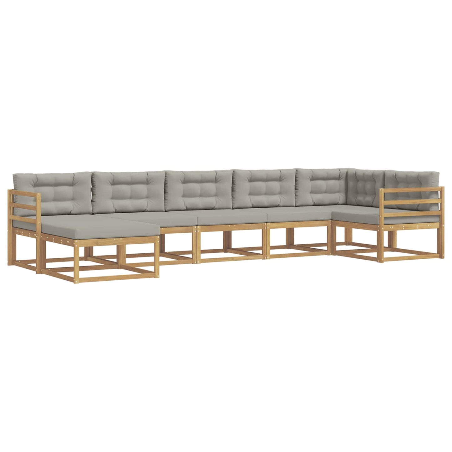 Buiten bankenset met kussen 7 pcs Wit en Lichtgrijs is nu te koop bij PeponiXL, paradijselijk wonen!