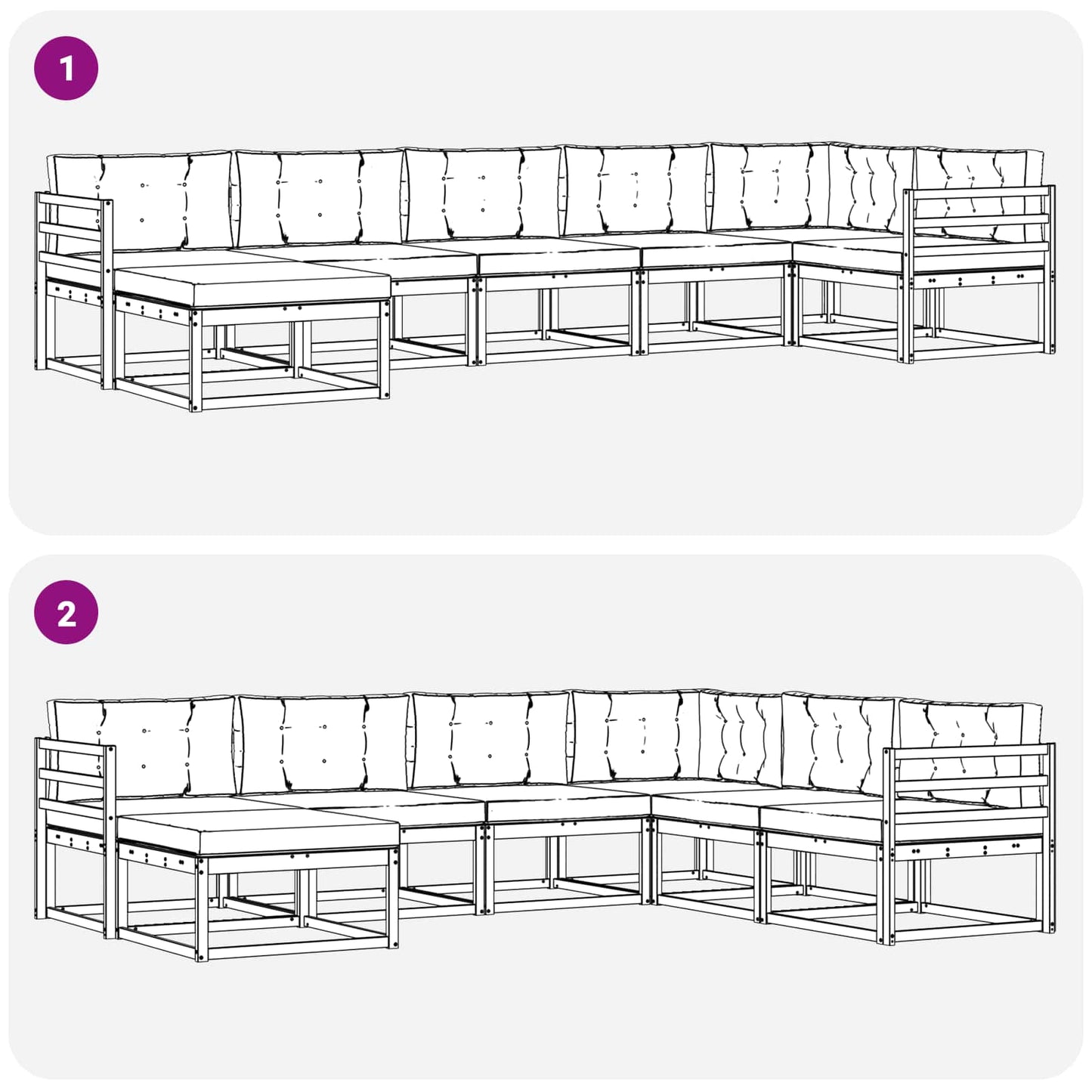 Buiten bankenset met kussen 7 pcs Wit en antracietkleurig is nu te koop bij PeponiXL, paradijselijk wonen!