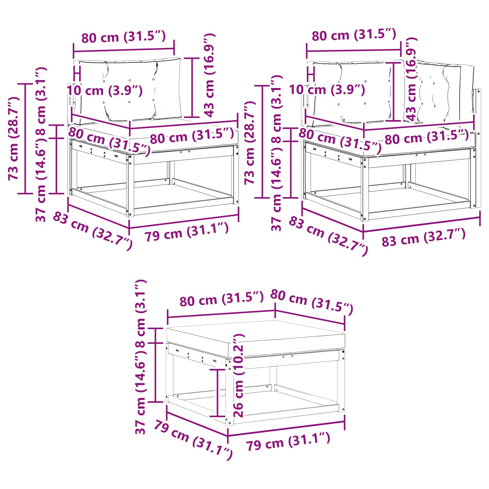 Buiten bankenset met kussen 7 pcs Wit en Beige is nu te koop bij PeponiXL, paradijselijk wonen!