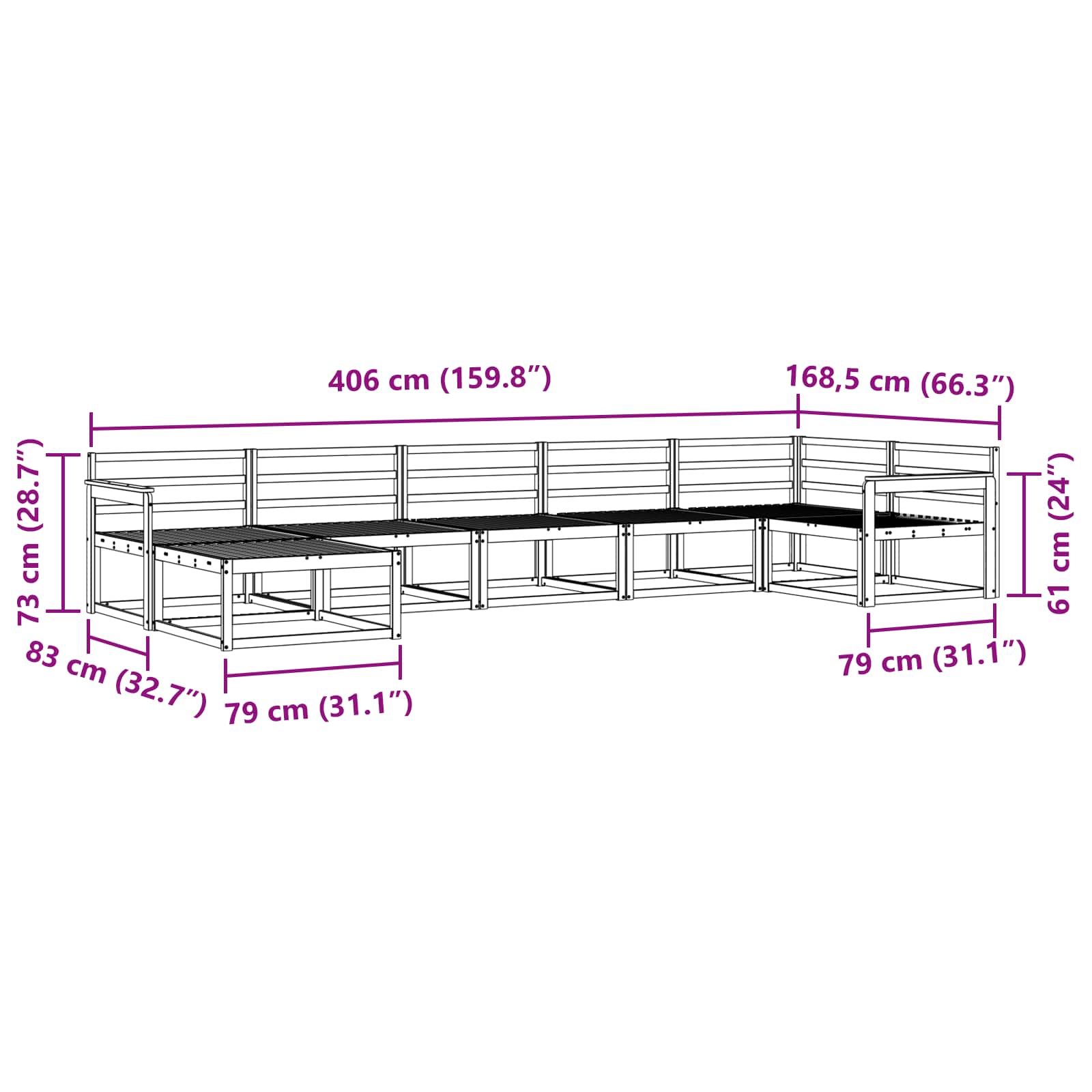 Buiten bankenset 7 pcs Wit Massief Acaciahout is nu te koop bij PeponiXL, paradijselijk wonen!