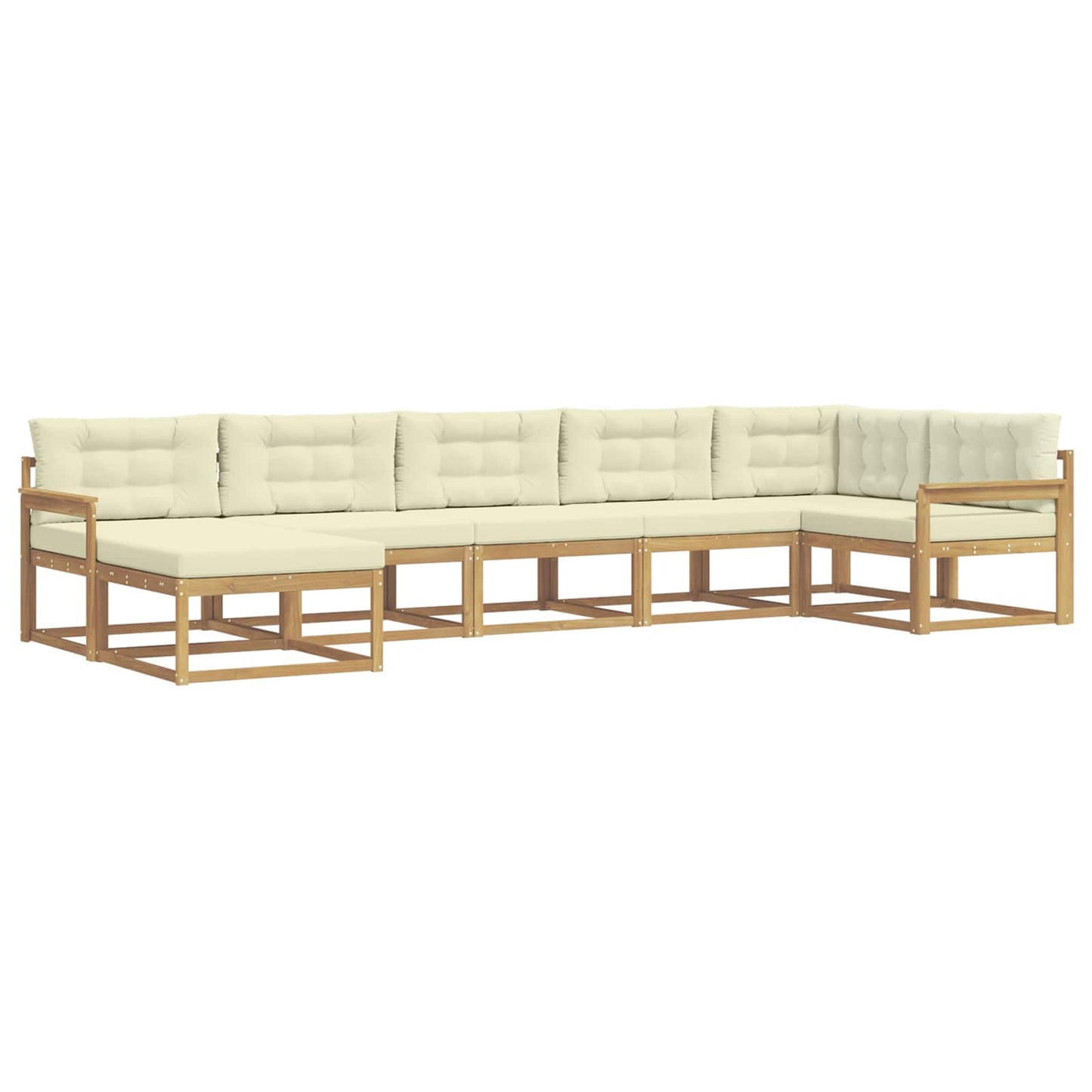 Buiten bankenset met kussen 7 pcs Wit en crèmekleurig is nu te koop bij PeponiXL, paradijselijk wonen!
