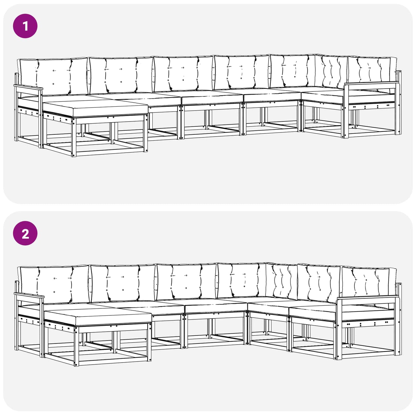 Buiten bankenset met kussen 7 pcs Wit en crèmekleurig is nu te koop bij PeponiXL, paradijselijk wonen!