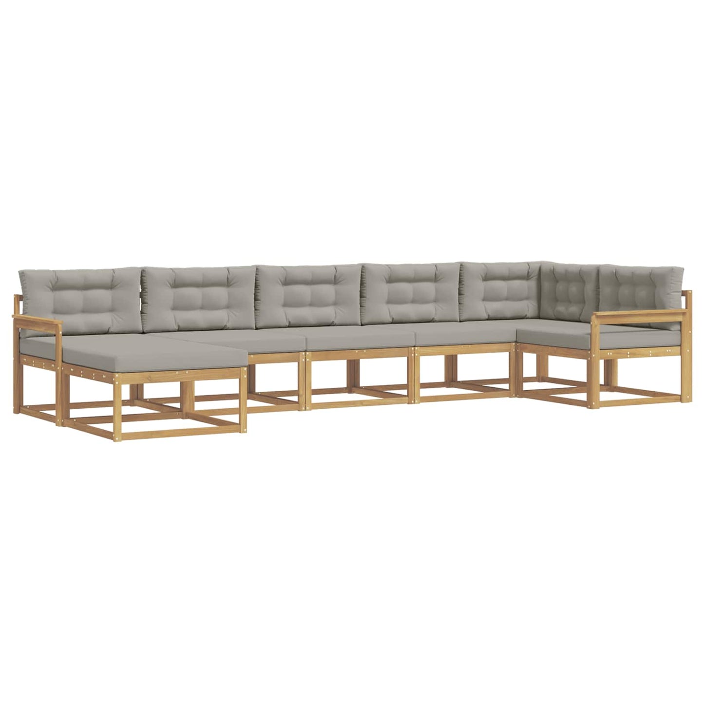 Buiten bankenset met kussen 7 pcs Wit en Lichtgrijs is nu te koop bij PeponiXL, paradijselijk wonen!