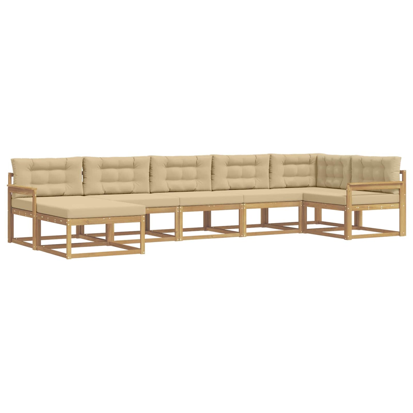 Buiten bankenset met kussen 7 pcs Wit en Beige is nu te koop bij PeponiXL, paradijselijk wonen!
