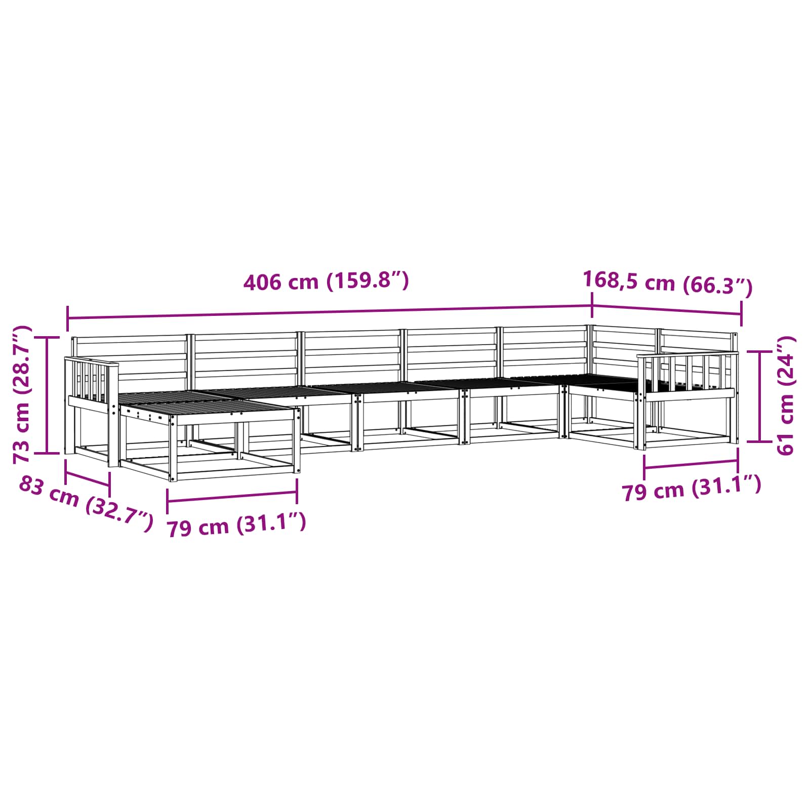 Buiten bankenset 7 pcs Wit Massief Acaciahout is nu te koop bij PeponiXL, paradijselijk wonen!