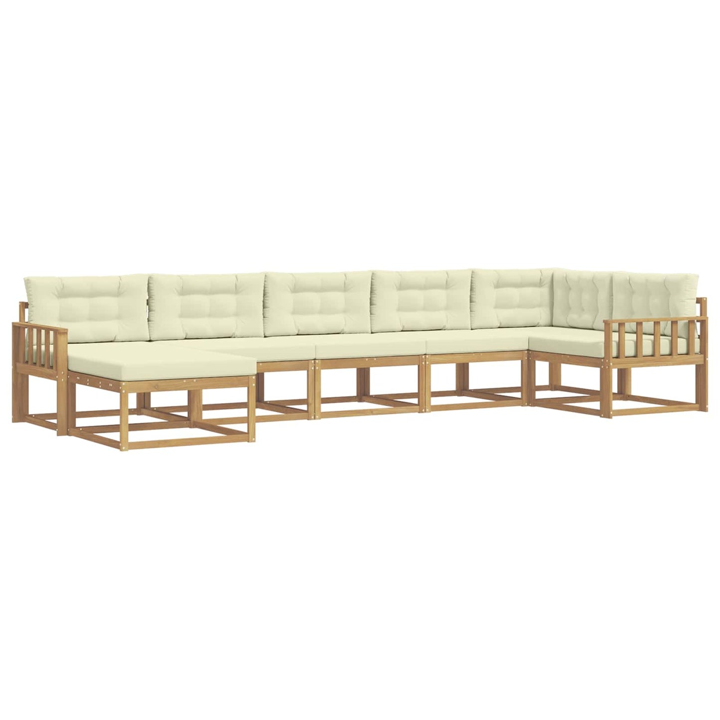 Buiten bankenset met kussen 7 pcs Wit en crèmekleurig is nu te koop bij PeponiXL, paradijselijk wonen!