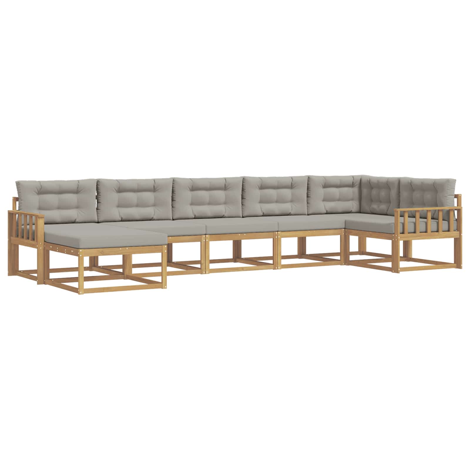 Buiten bankenset met kussen 7 pcs Wit en Lichtgrijs is nu te koop bij PeponiXL, paradijselijk wonen!
