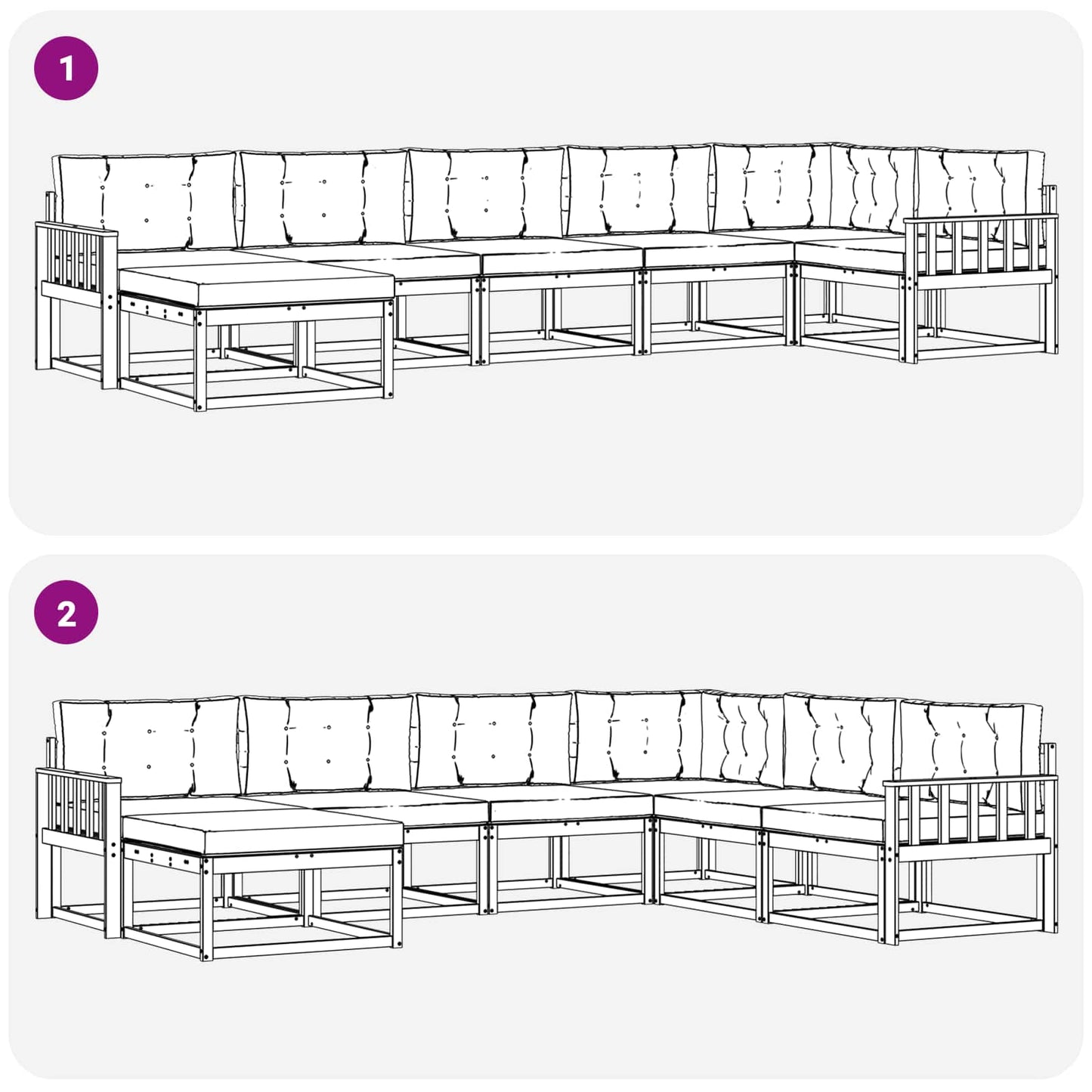 Buiten bankenset met kussen 7 pcs Wit en Beige is nu te koop bij PeponiXL, paradijselijk wonen!