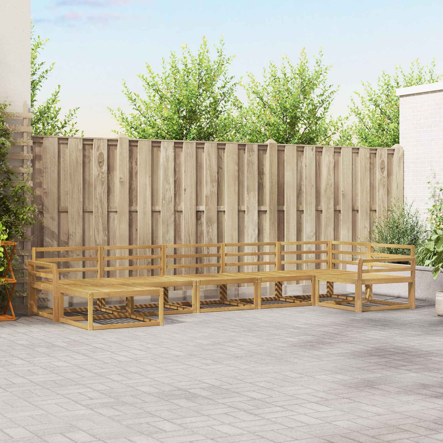 Buiten bankenset 7 pcs Wit Massief Acaciahout is nu te koop bij PeponiXL, paradijselijk wonen!