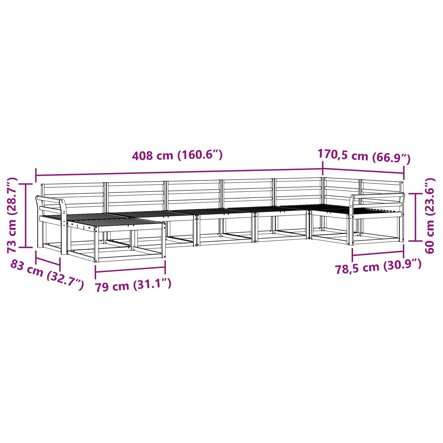 Buiten bankenset 7 pcs Wit Massief Acaciahout is nu te koop bij PeponiXL, paradijselijk wonen!