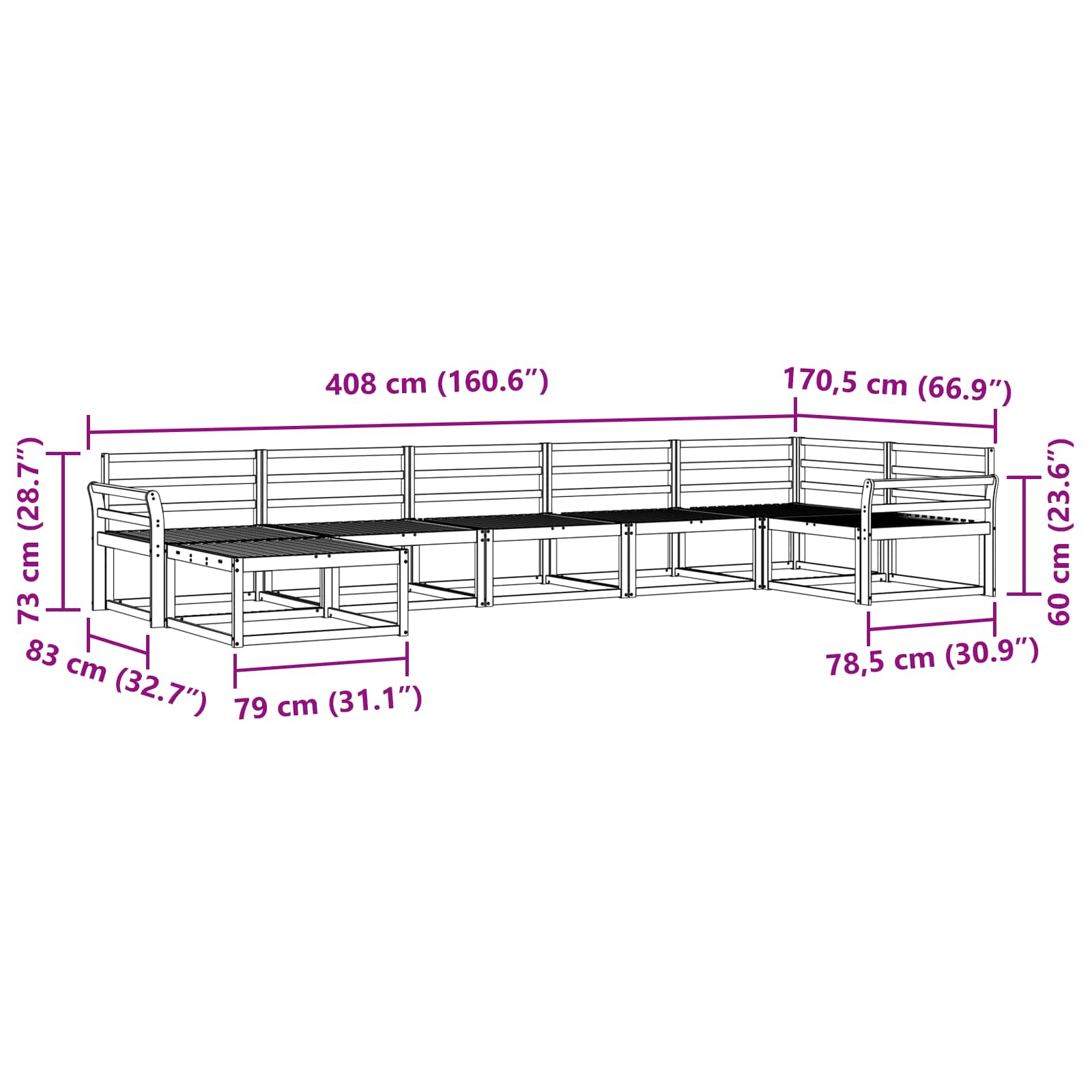 Buiten bankenset 7 pcs Wit Massief Acaciahout is nu te koop bij PeponiXL, paradijselijk wonen!