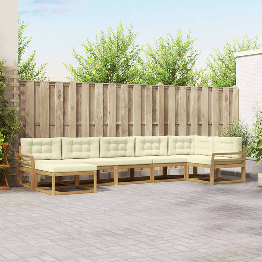 Buiten bankenset met kussen 7 pcs Wit en crèmekleurig is nu te koop bij PeponiXL, paradijselijk wonen!