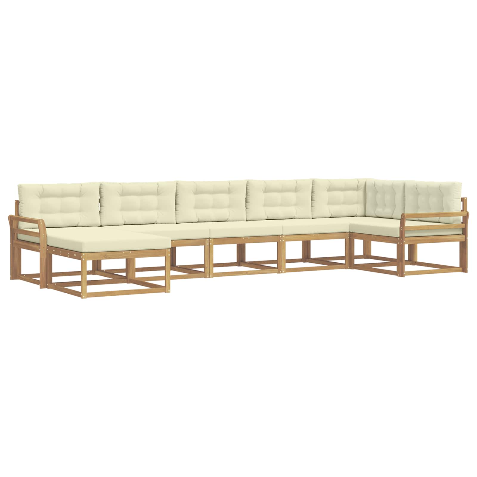 Buiten bankenset met kussen 7 pcs Wit en crèmekleurig is nu te koop bij PeponiXL, paradijselijk wonen!