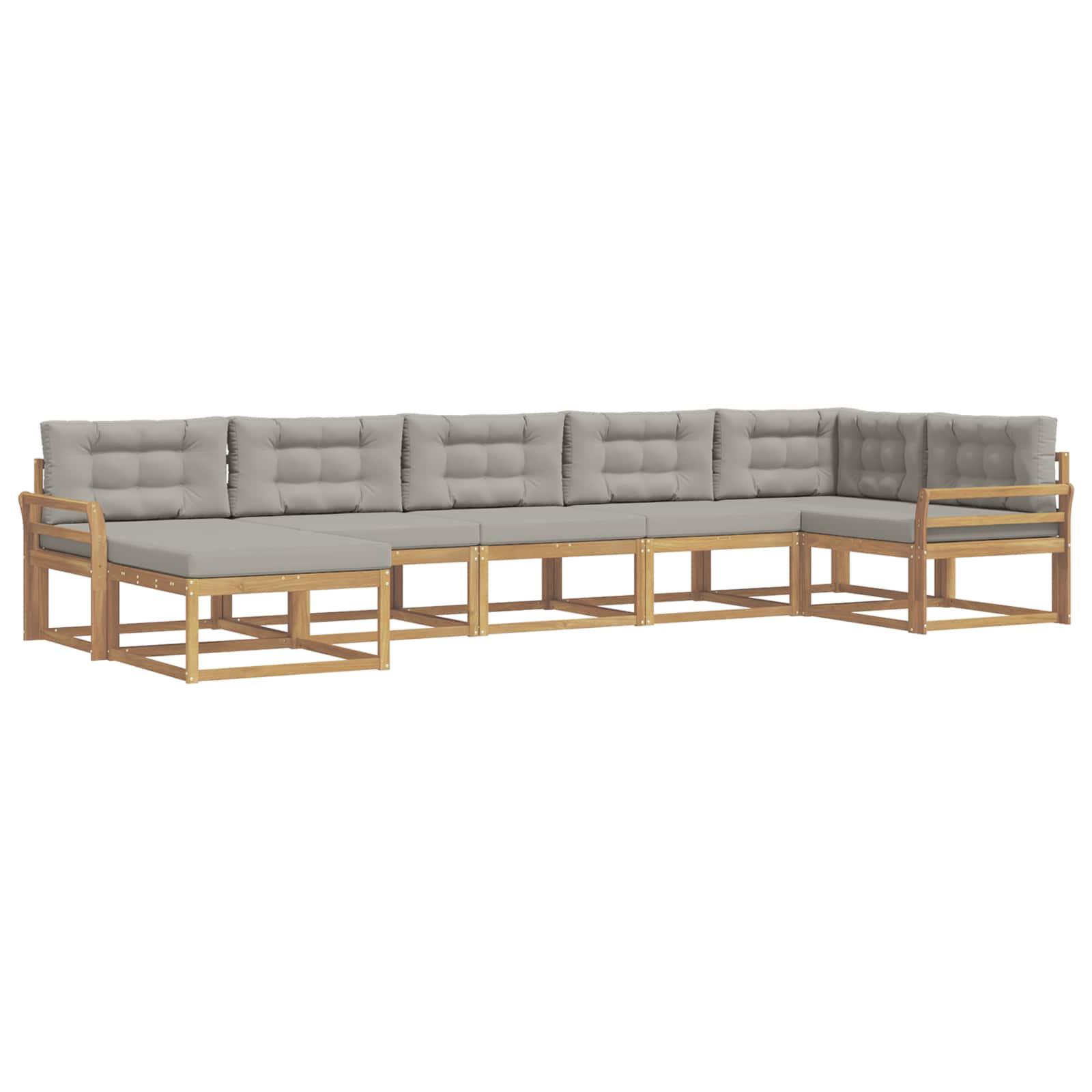 Buiten bankenset met kussen 7 pcs Wit en Lichtgrijs is nu te koop bij PeponiXL, paradijselijk wonen!