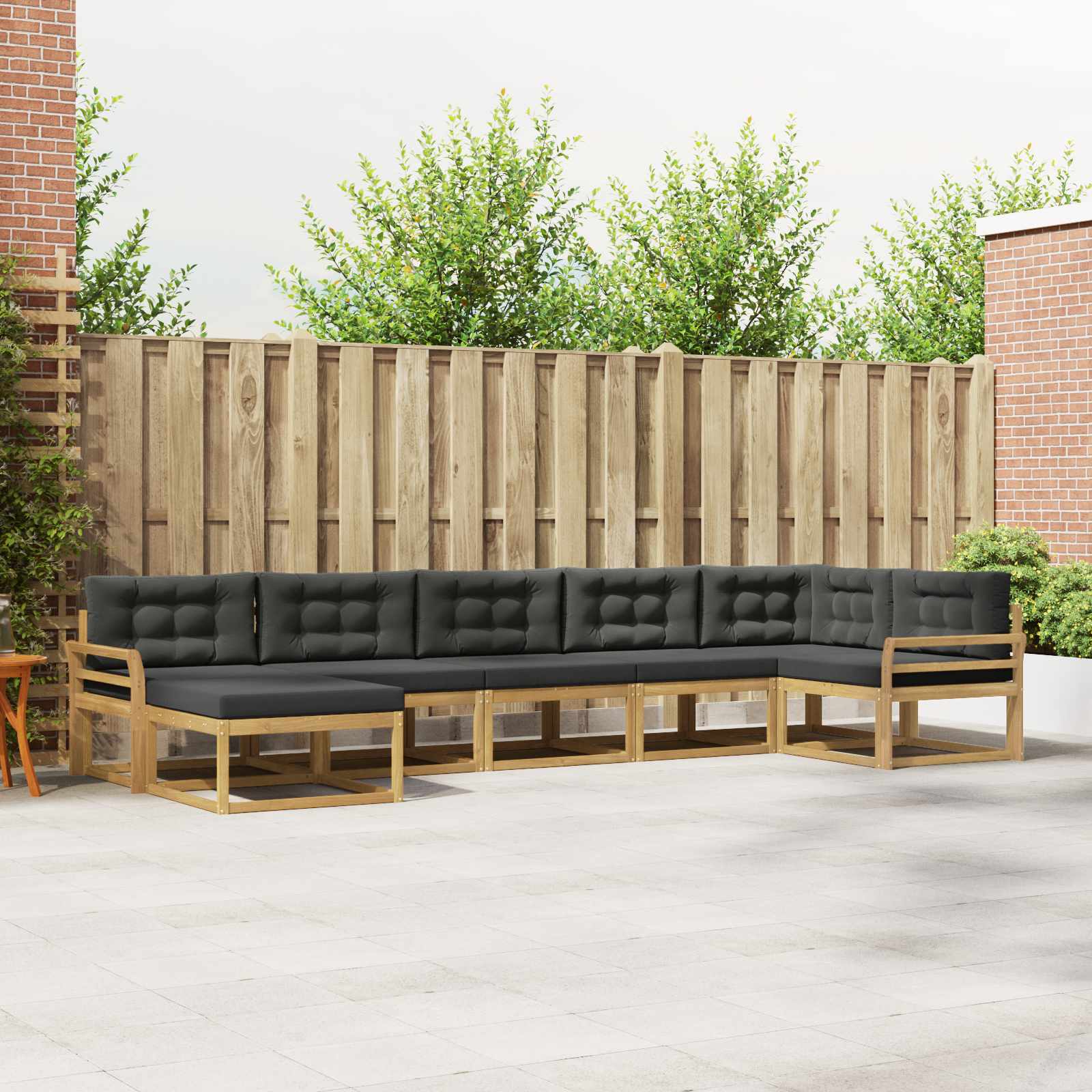 Buiten bankenset met kussen 7 pcs Wit en antracietkleurig is nu te koop bij PeponiXL, paradijselijk wonen!