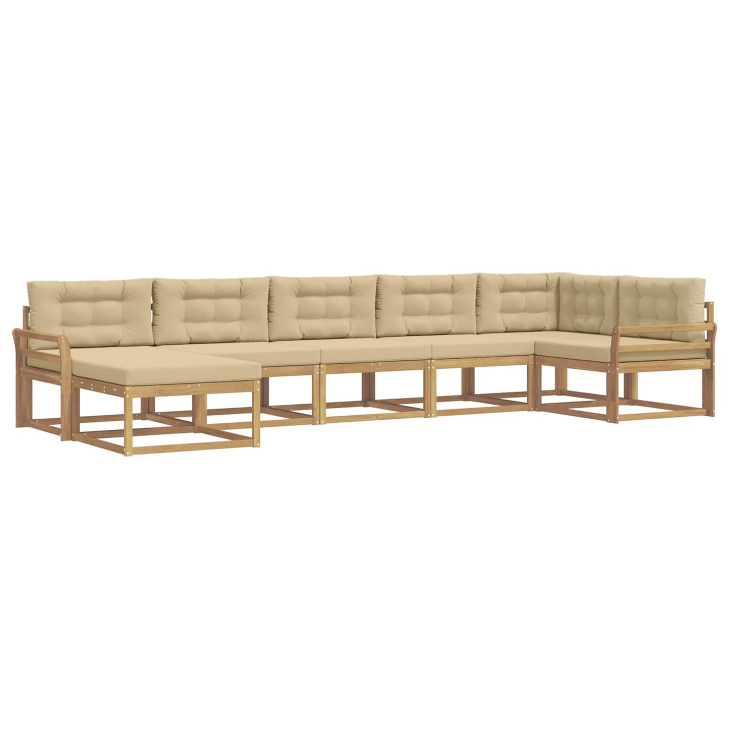 Buiten bankenset met kussen 7 pcs Wit en Beige is nu te koop bij PeponiXL, paradijselijk wonen!