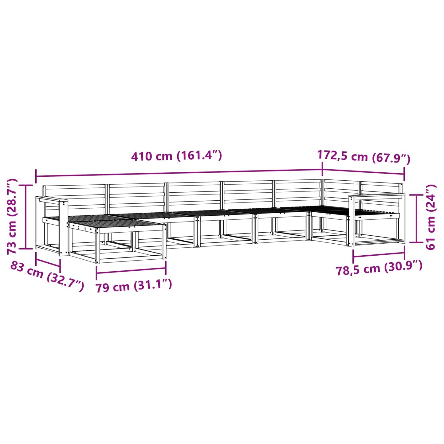 Buiten bankenset 7 pcs Wit Massief Acaciahout is nu te koop bij PeponiXL, paradijselijk wonen!