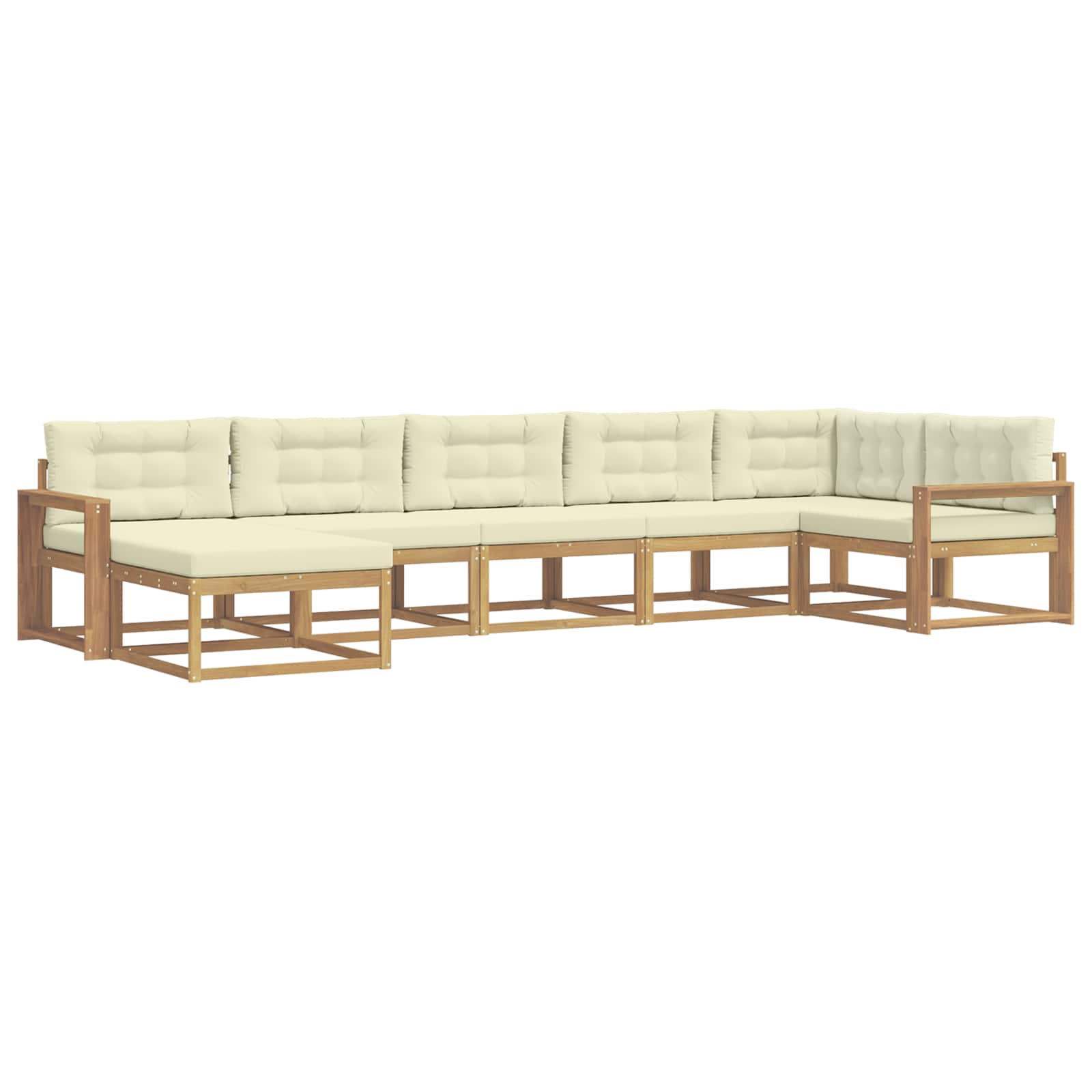 Buiten bankenset met kussen 7 pcs Wit en crèmekleurig is nu te koop bij PeponiXL, paradijselijk wonen!