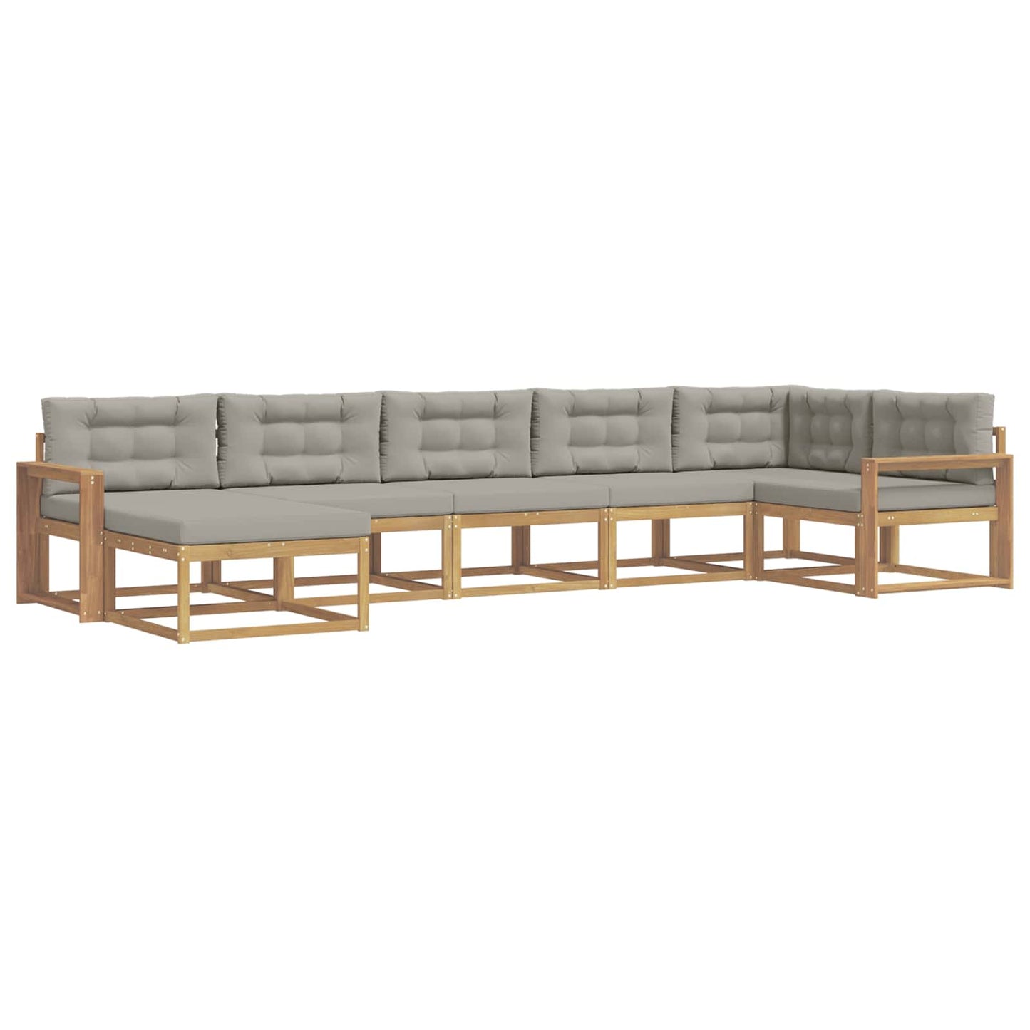 Buiten bankenset met kussen 7 pcs Wit en Lichtgrijs is nu te koop bij PeponiXL, paradijselijk wonen!