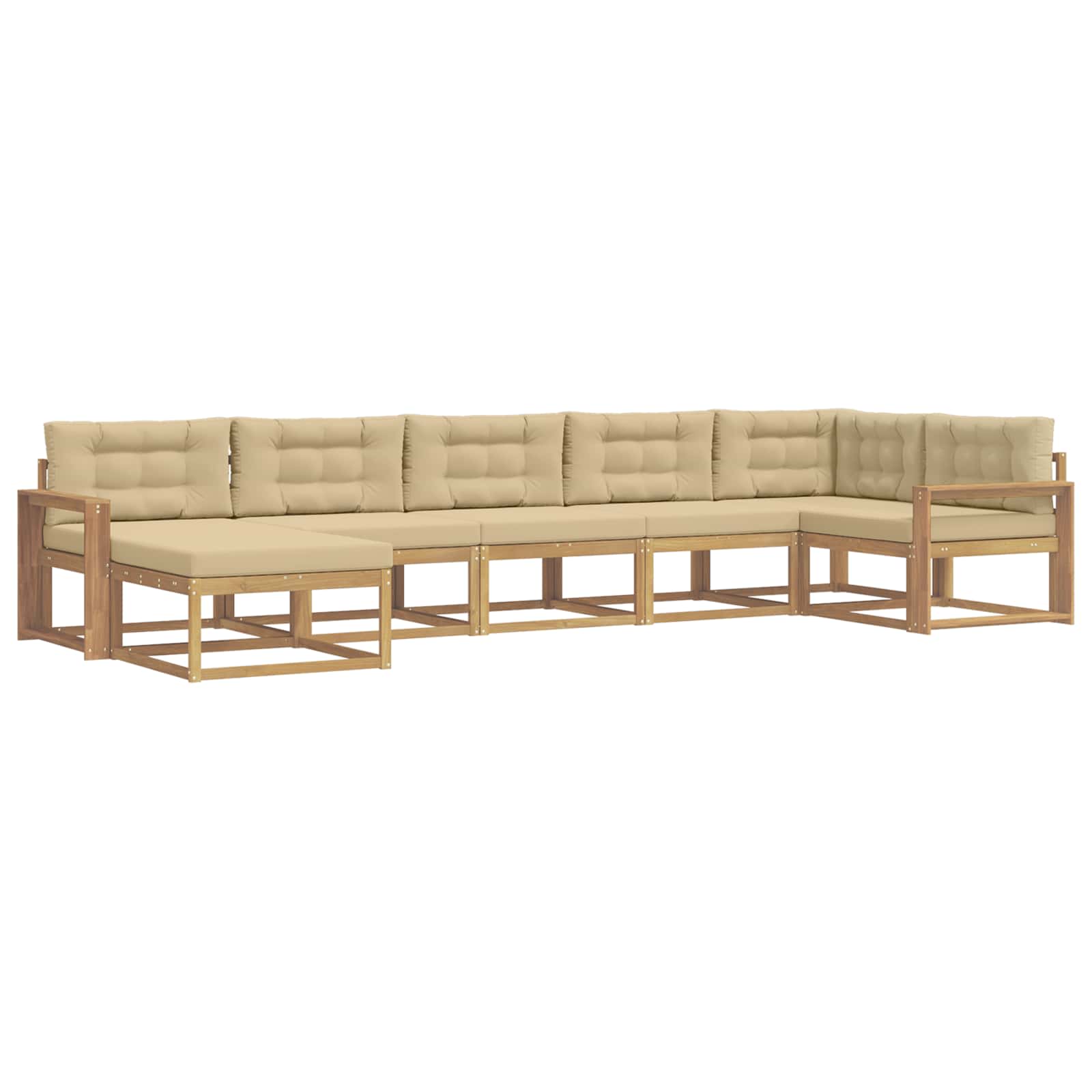 Buiten bankenset met kussen 7 pcs Wit en Beige is nu te koop bij PeponiXL, paradijselijk wonen!