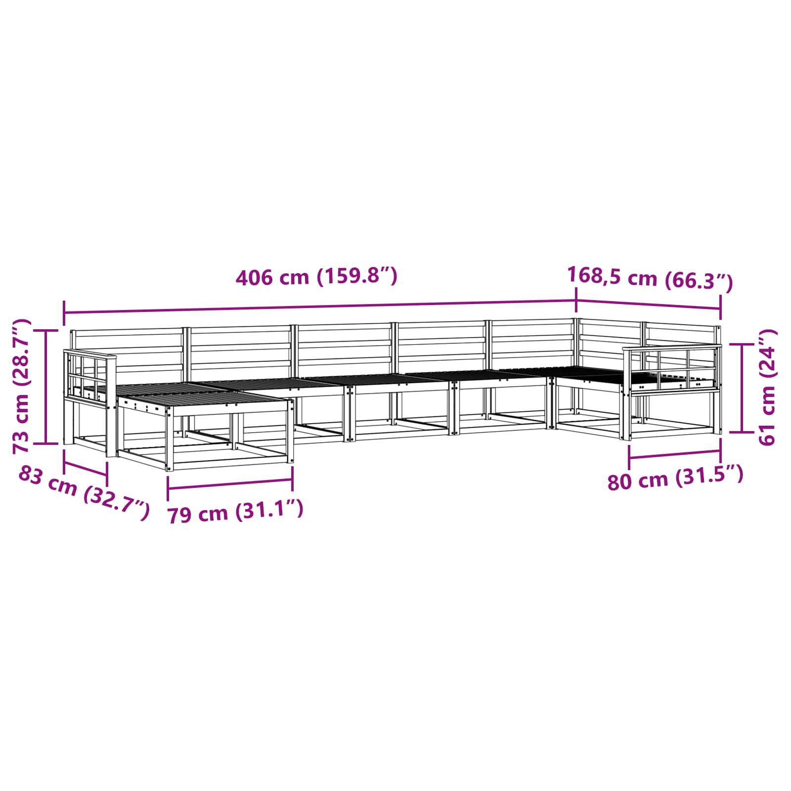 Buiten bankenset 7 pcs Wit Massief Acaciahout is nu te koop bij PeponiXL, paradijselijk wonen!