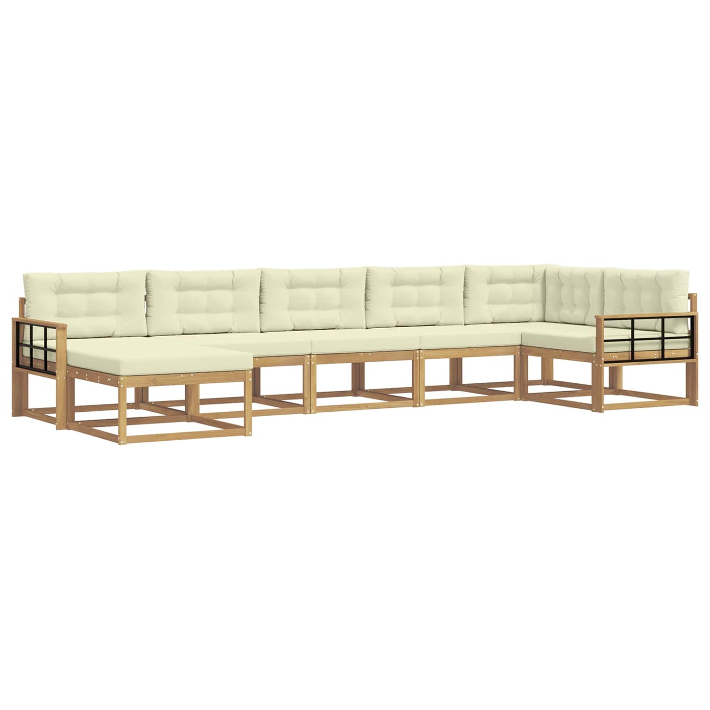 Buiten bankenset met kussen 7 pcs Wit en crèmekleurig is nu te koop bij PeponiXL, paradijselijk wonen!