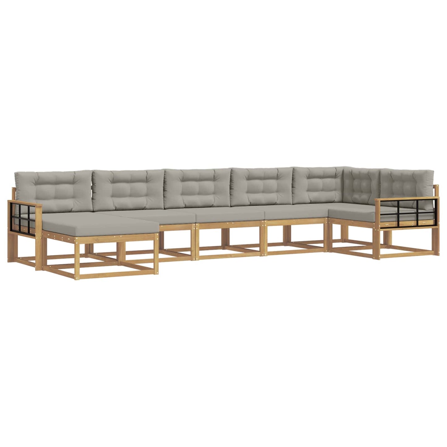 Buiten bankenset met kussen 7 pcs Wit en Lichtgrijs is nu te koop bij PeponiXL, paradijselijk wonen!