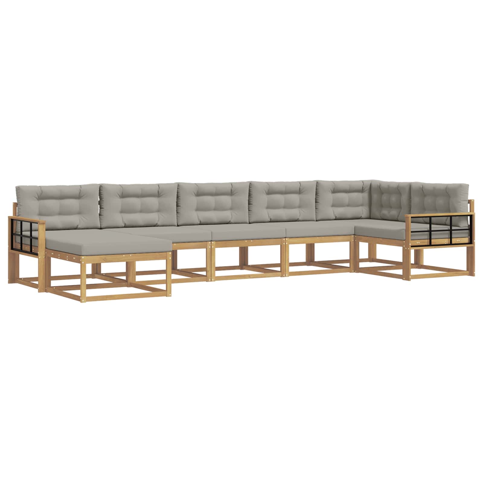 Buiten bankenset met kussen 7 pcs Wit en Lichtgrijs is nu te koop bij PeponiXL, paradijselijk wonen!