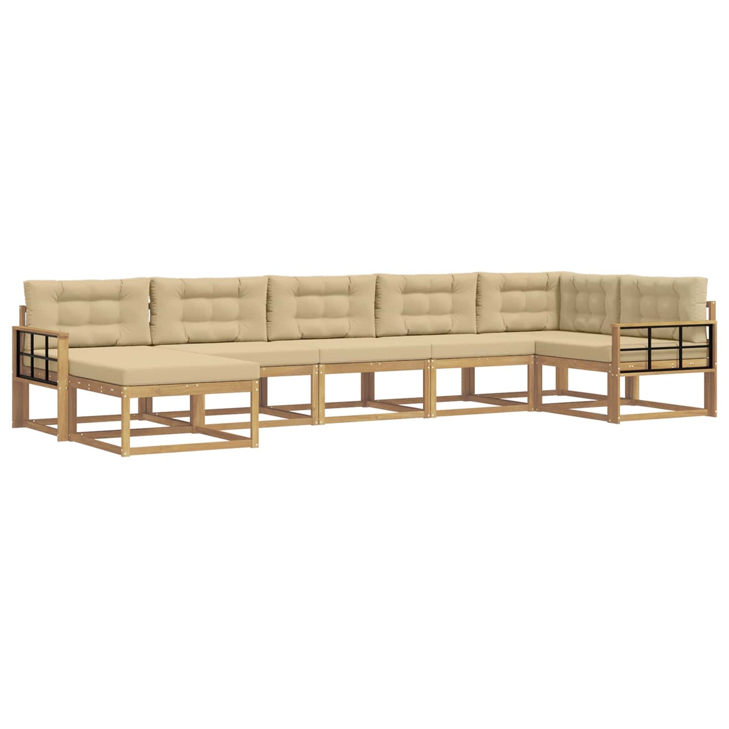 Buiten bankenset met kussen 7 pcs Wit en Beige is nu te koop bij PeponiXL, paradijselijk wonen!