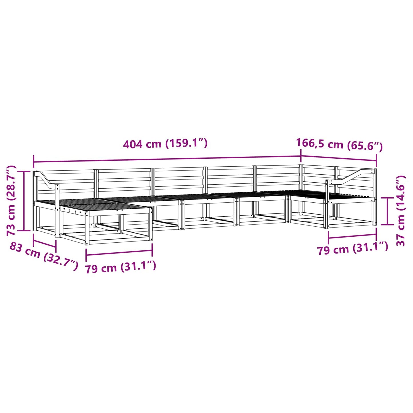 Buiten bankenset 7 pcs Wit Massief Acaciahout is nu te koop bij PeponiXL, paradijselijk wonen!