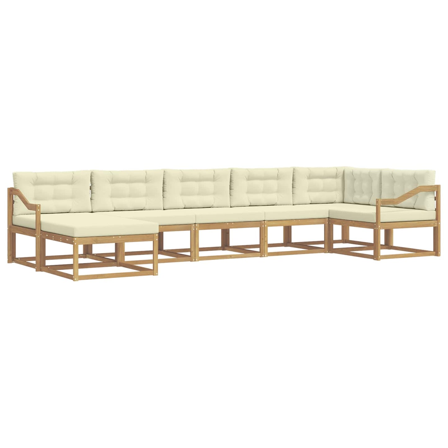 Buiten bankenset met kussen 7 pcs Wit en crèmekleurig is nu te koop bij PeponiXL, paradijselijk wonen!
