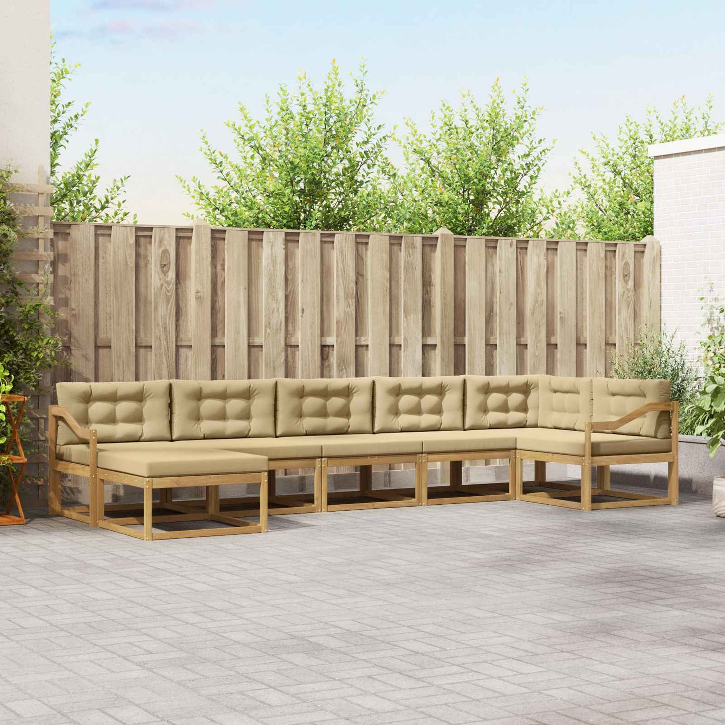 Buiten bankenset met kussen 7 pcs Wit en Beige is nu te koop bij PeponiXL, paradijselijk wonen!
