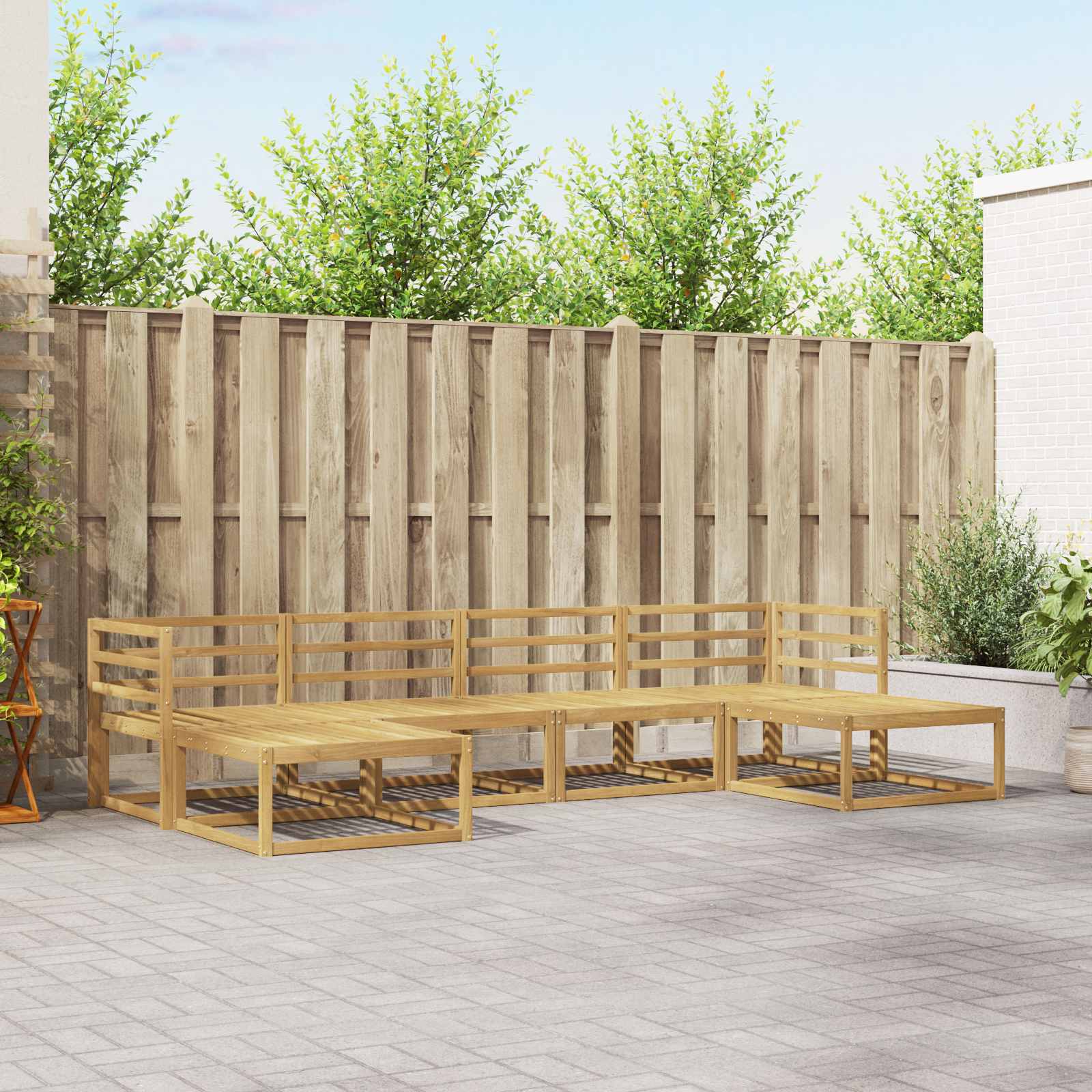 Buiten bankenset 6 pcs Wit Massief Acaciahout is nu te koop bij PeponiXL, paradijselijk wonen!