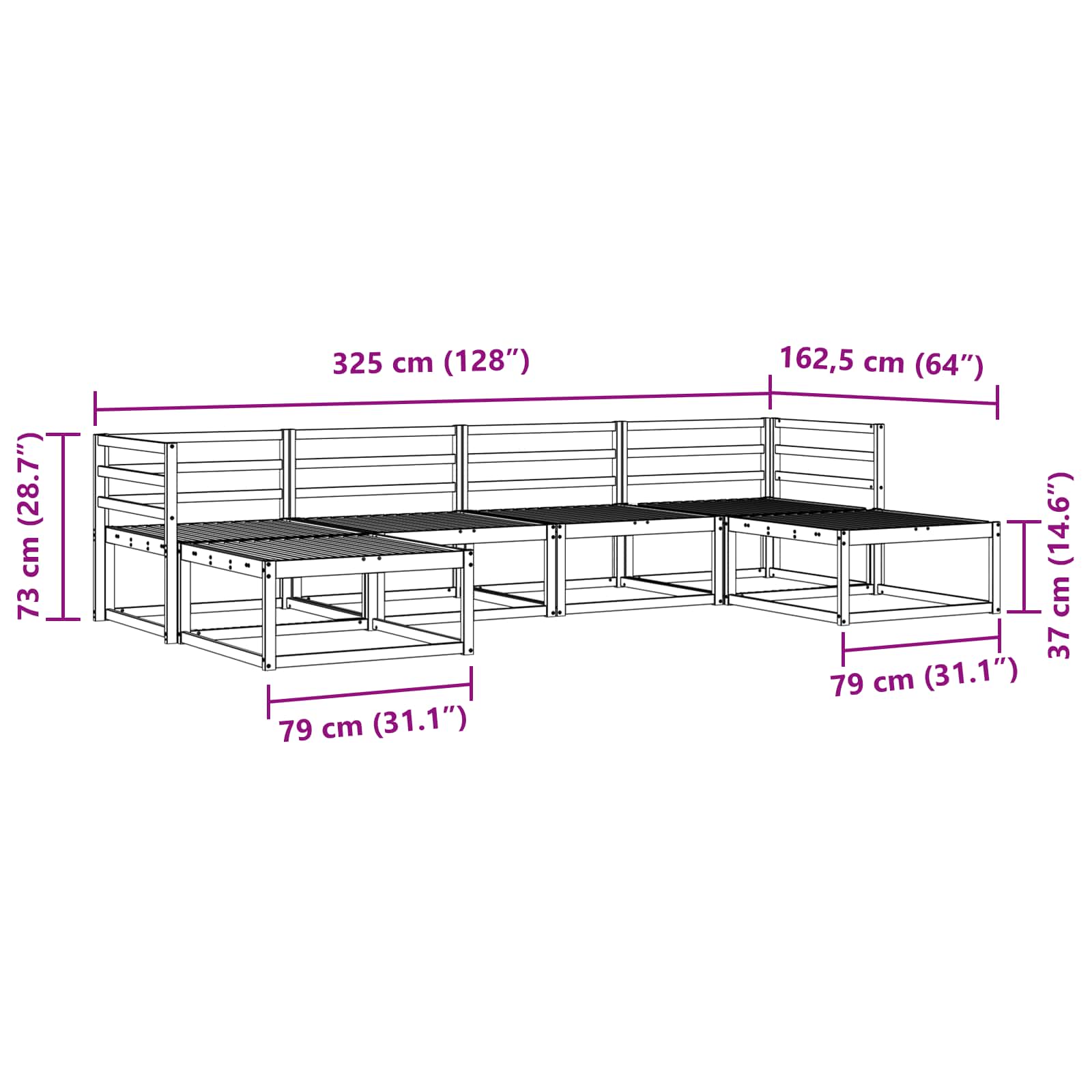 Buiten bankenset 6 pcs Wit Massief Acaciahout is nu te koop bij PeponiXL, paradijselijk wonen!