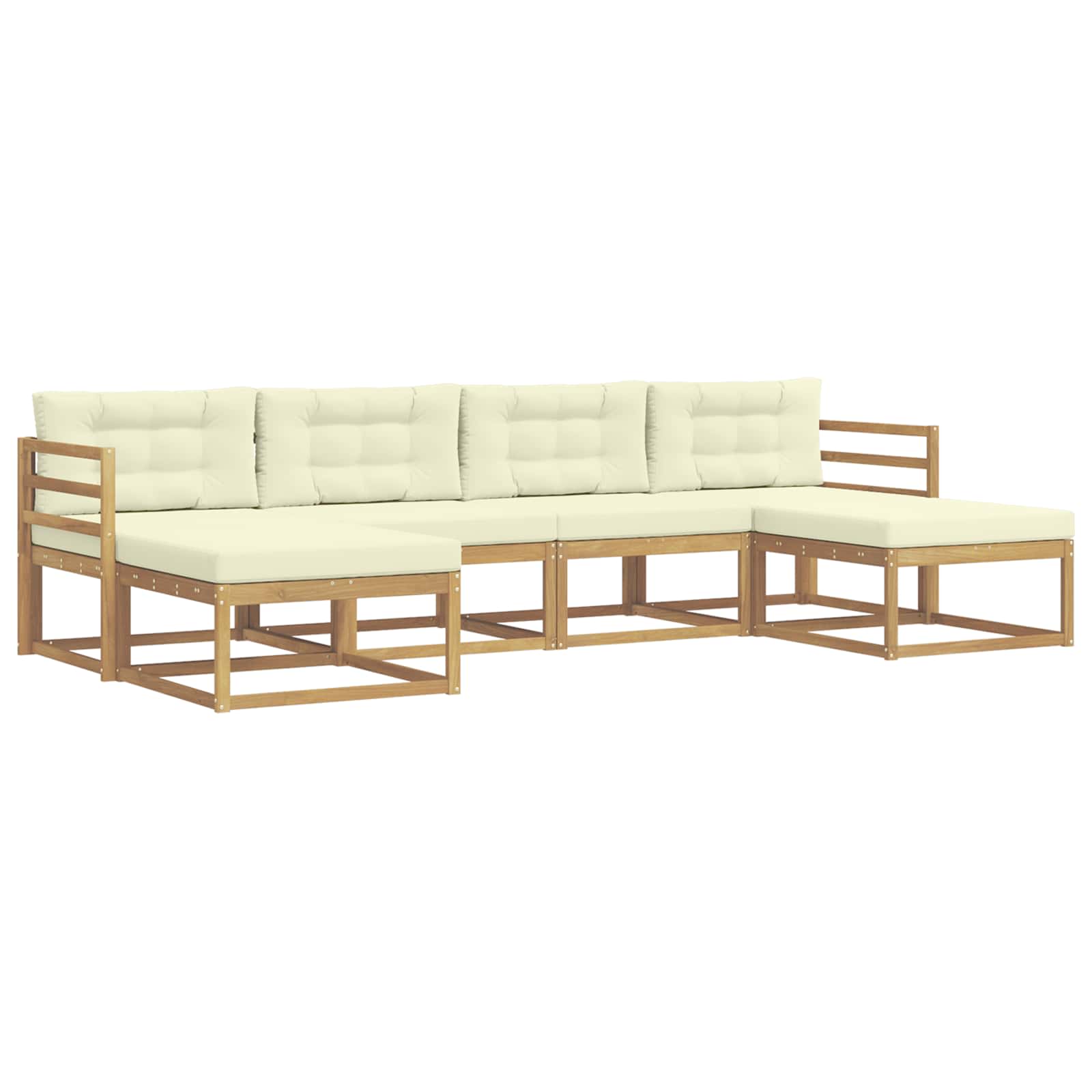 Buiten bankenset met kussen 6 pcs Wit en crèmekleurig is nu te koop bij PeponiXL, paradijselijk wonen!