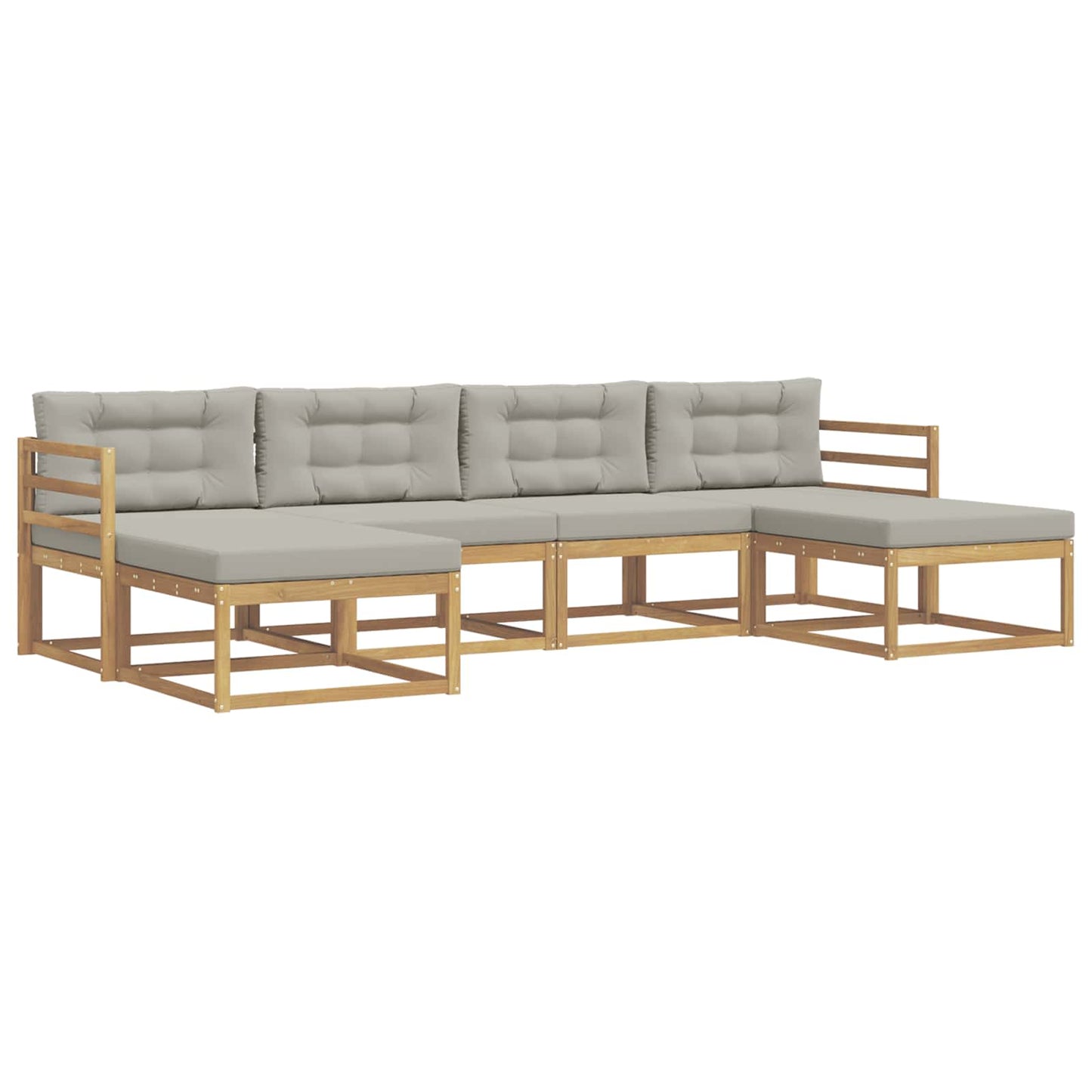 Buiten bankenset met kussen 6 pcs Wit en Lichtgrijs is nu te koop bij PeponiXL, paradijselijk wonen!